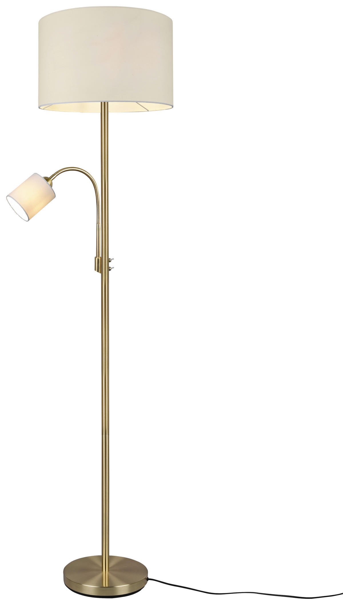 TRIO Stehleuchte 403900208 messing weiß Metall Stoff H/D: ca. 170x40 cm E27 2 Brennstellen Hotel - messing/weiß (40,00/170,00cm) - Trio
