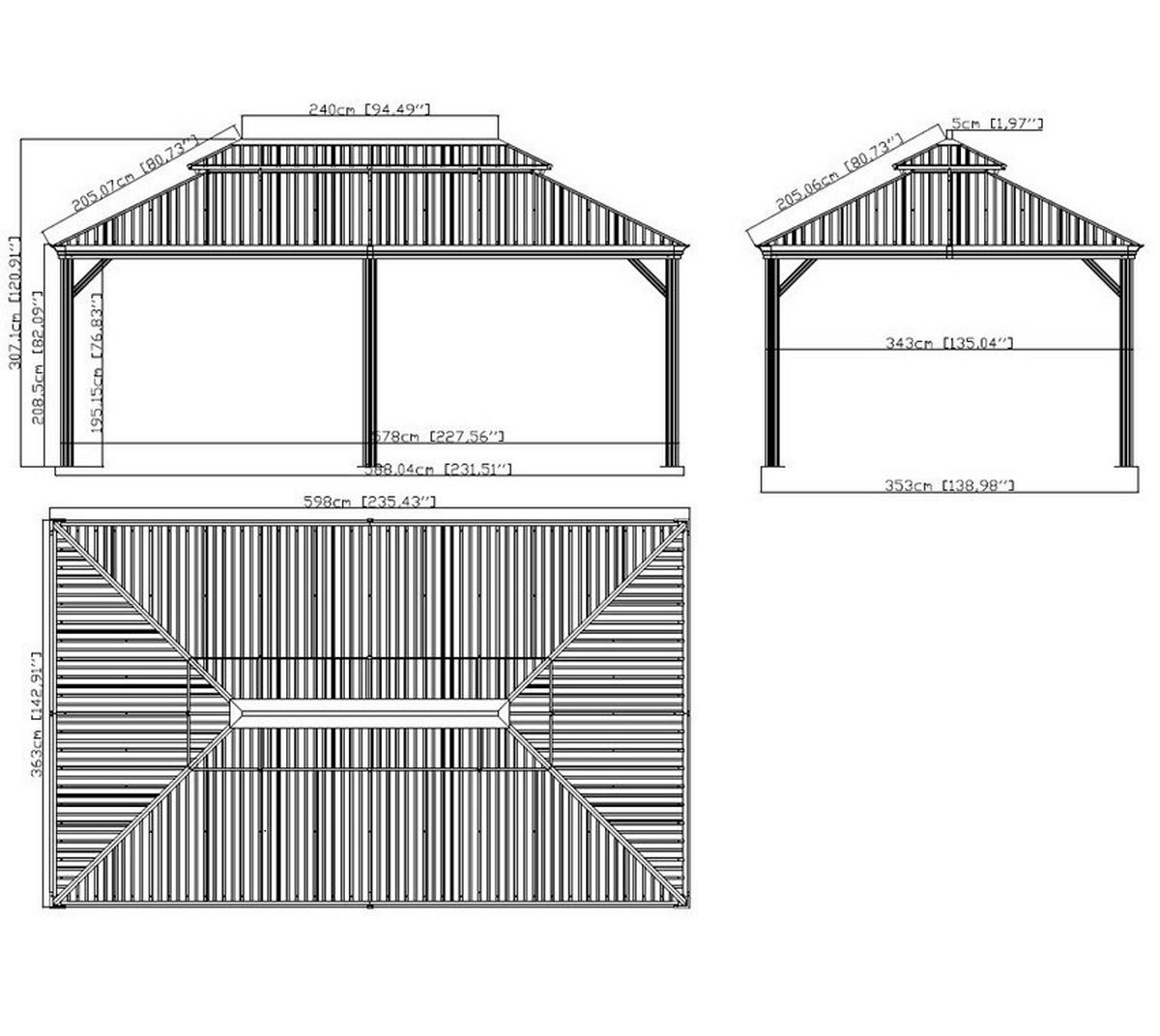 Sojag Pavillon Messina anthrazit Aluminium B/H/L: ca. 363x307x598 cm Messina - anthrazit (598,00/363,00/307,00cm) - Sojag