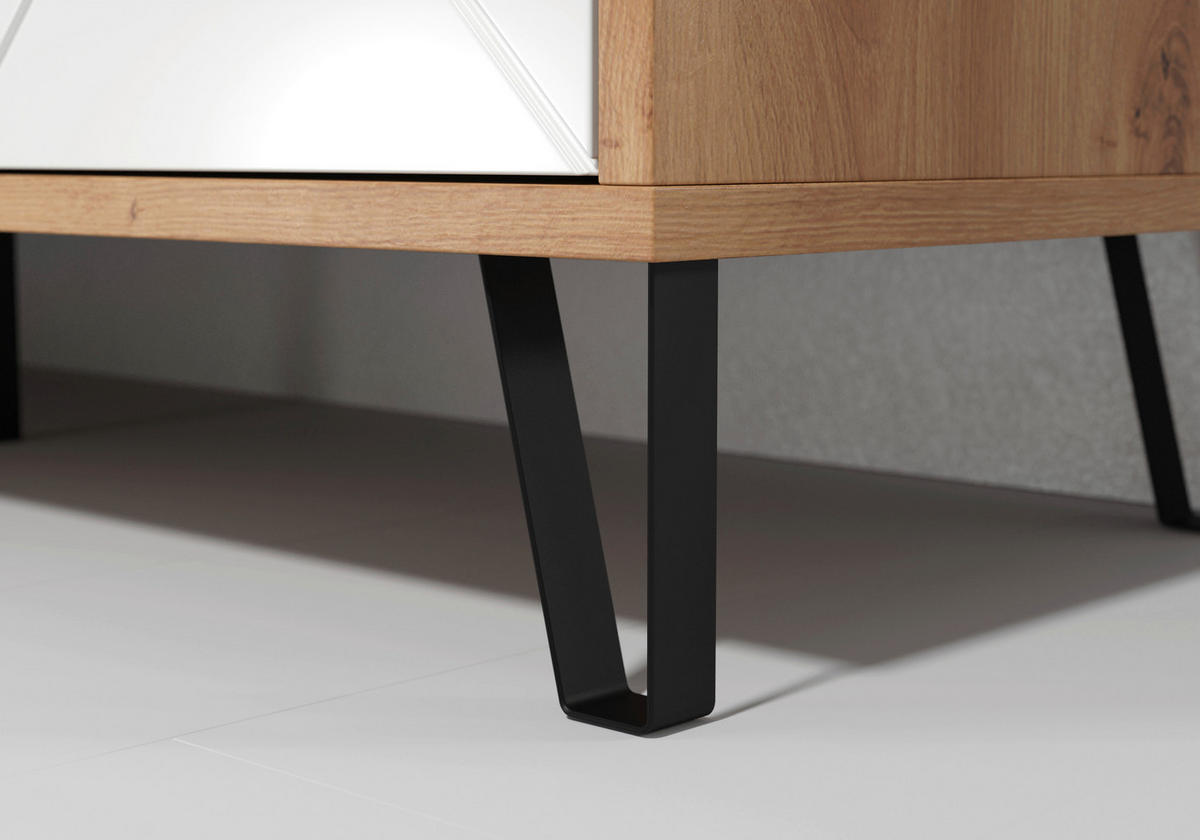 TV-Lowboard Touch weiß matt Eiche Artisan Nachbildung B/H/T: ca. 123x56x40 cm Touch - Eiche/weiß (123,00/56,00/40,00cm) - Trendteam