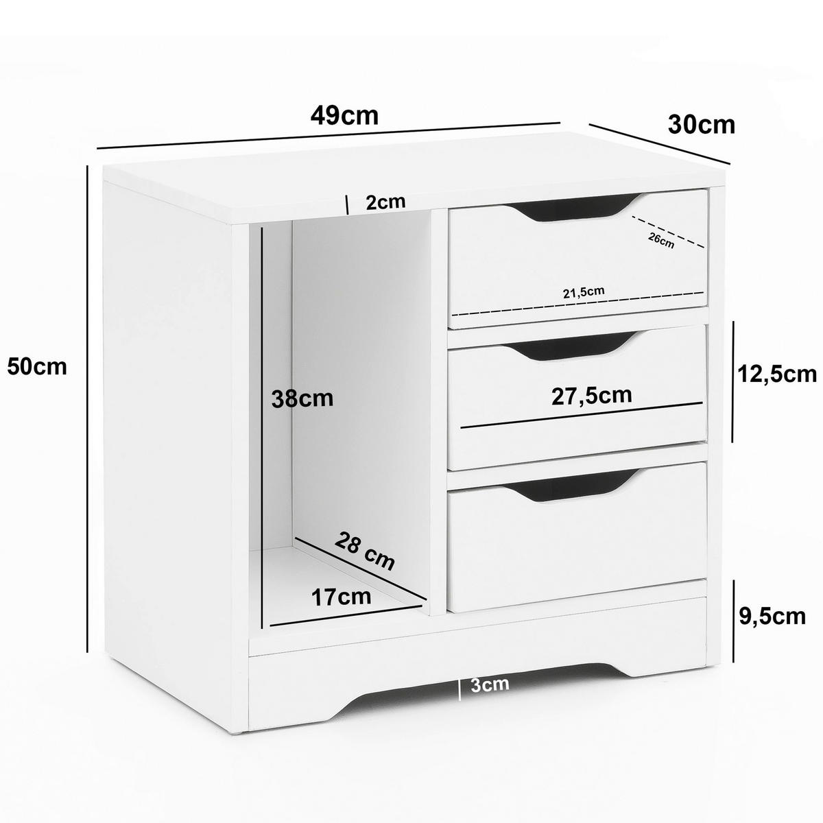 Nachtkonsole  B/H/T: ca. 49x50x30 cm Nachtkonsole - (49,00/50,00/30,00cm) - Wohnling
