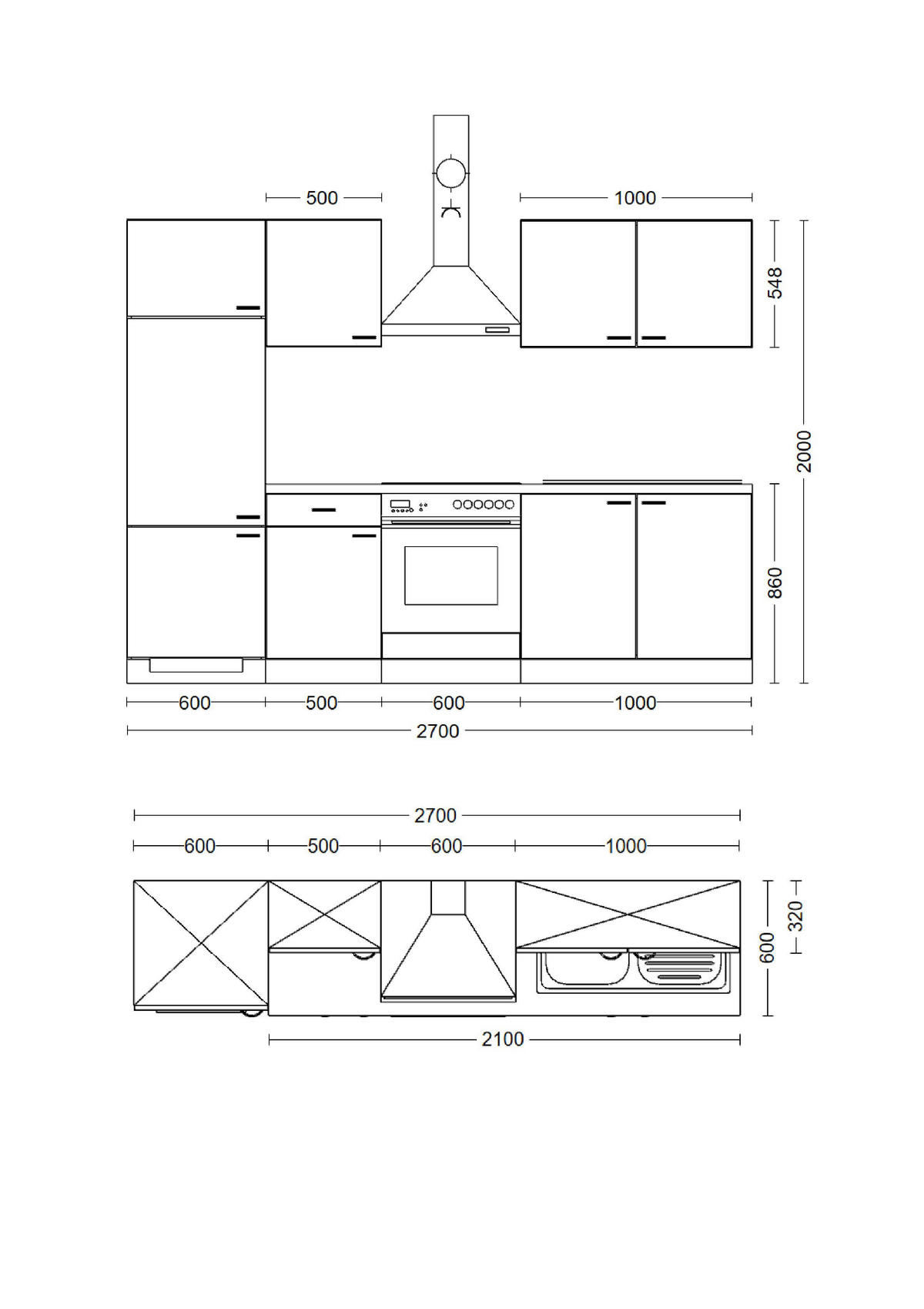 Küchenblock Valero weiß Hochglanz B/H/T: ca. 270x200x60 cm Valero - Eiche/weiß (270,00/200,00/60,00cm) - Flex-Well