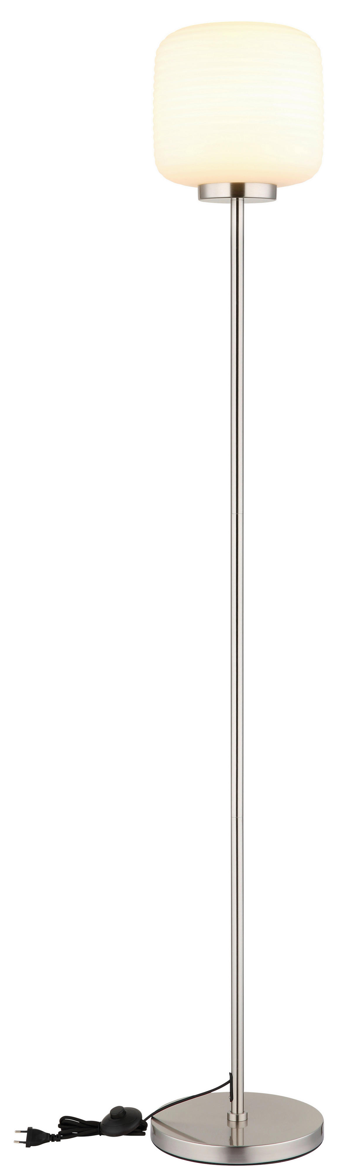GLOBO Stehleuchte nickel matt Opal schwarz Glas Metall H/T/D: ca. 157x36x24 cm 1 Brennstellen Kaldora - nickel matt/schwarz (24,00/157,00cm) - GLOBO