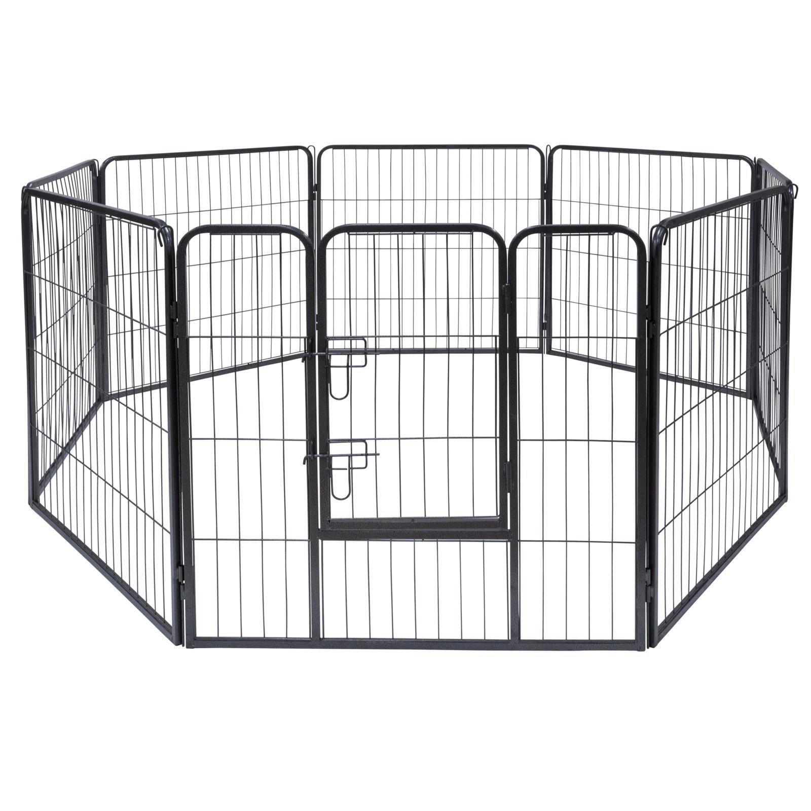 Haustierlaufstall schwarz Metall Haustierlaufstall 210x80cm - schwarz