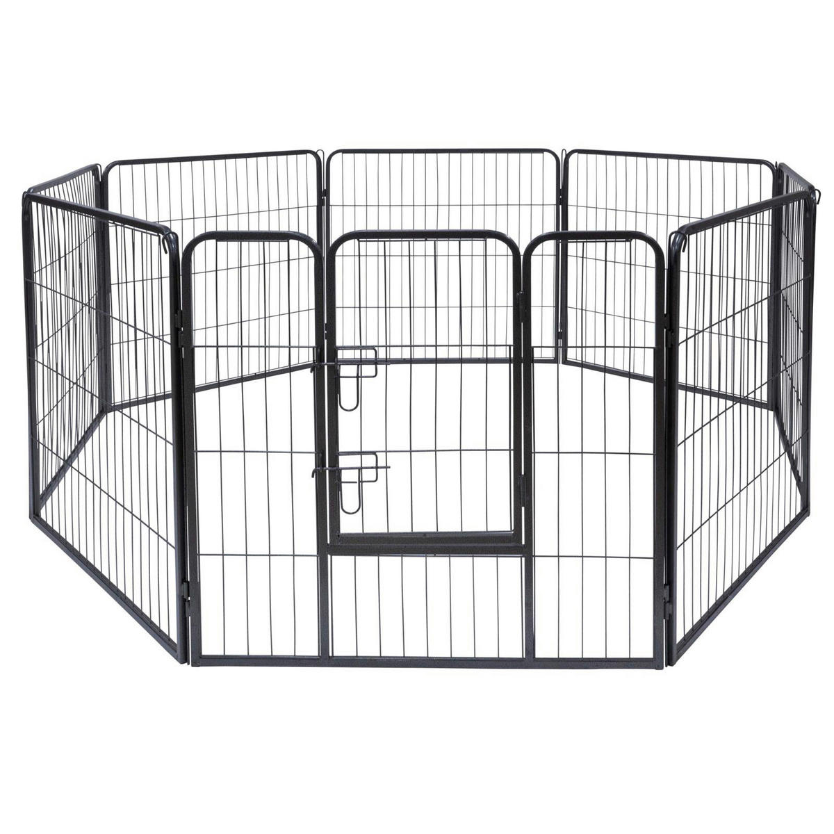 Haustierlaufstall schwarz Metall Haustierlaufstall 210x80cm - schwarz