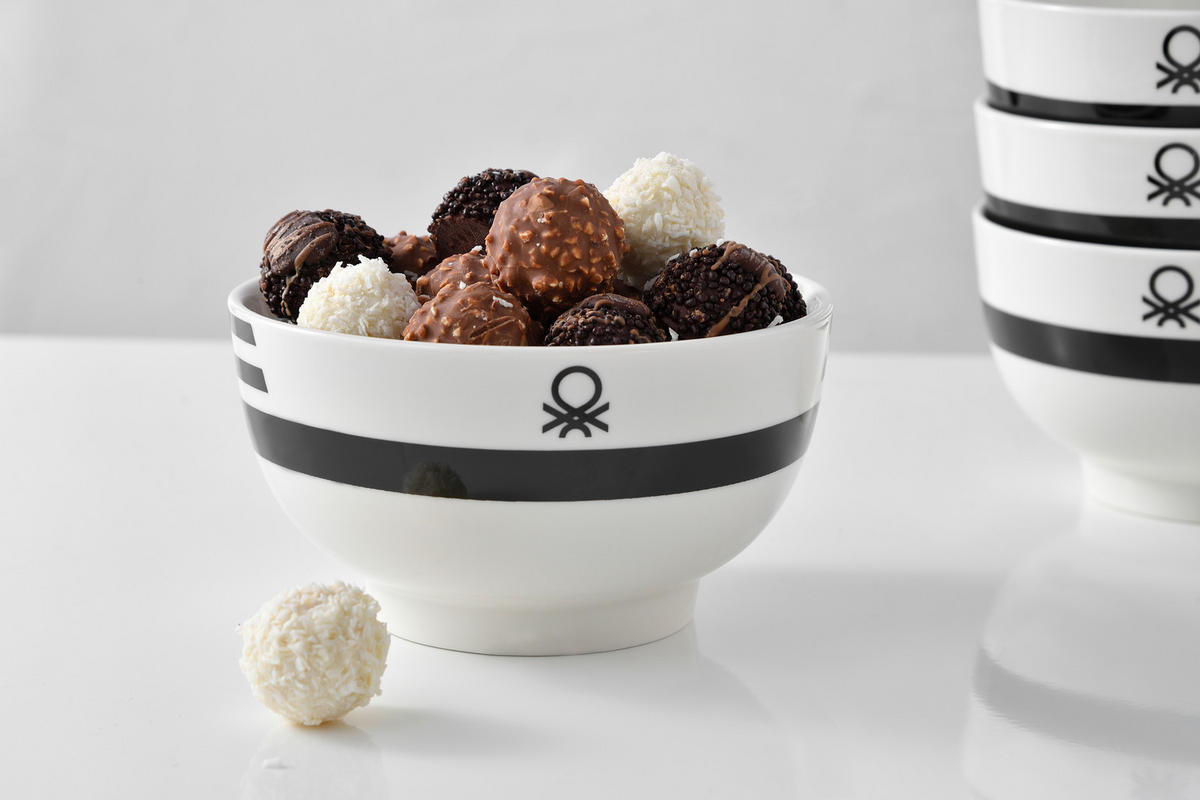 BENETTON Mehrzweckschalenset Black & white weiß Porzellan Black & white - weiß/schwarz - BENETTON