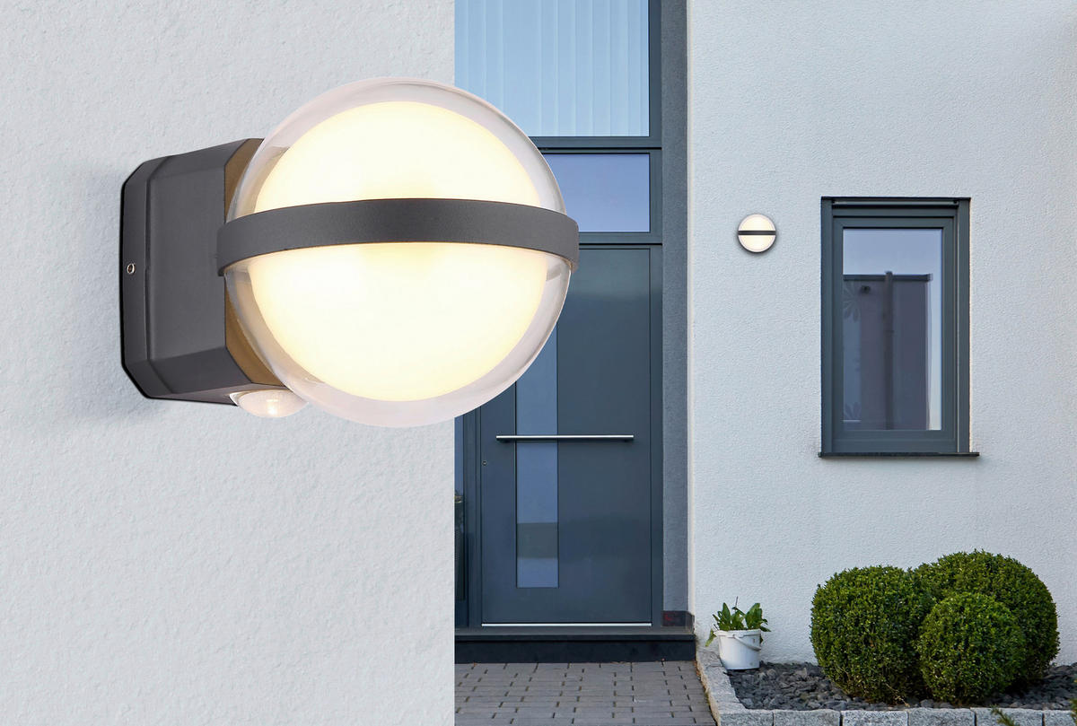 LED-Außenleuchte anthrazit klar B/H: ca. 10,5x11 cm ILLI - klar/anthrazit (10,50/11,00cm) - GLOBO