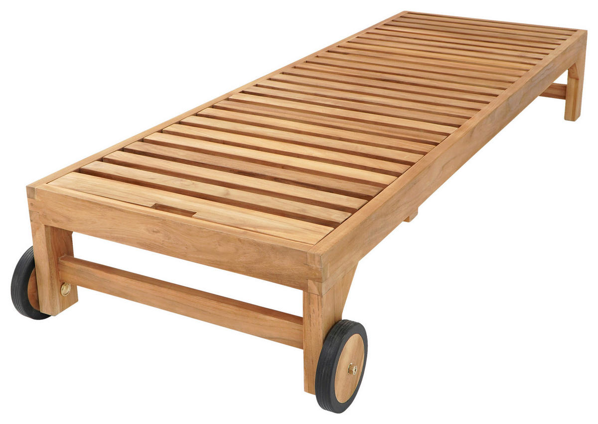 AXI Outdoor Living Gartenliege Rama braun Teakholz B/H/L: ca. 65x30x200 cm Rama - braun/beige (200,00/65,00/30,00cm) - AXI Outdoor Living