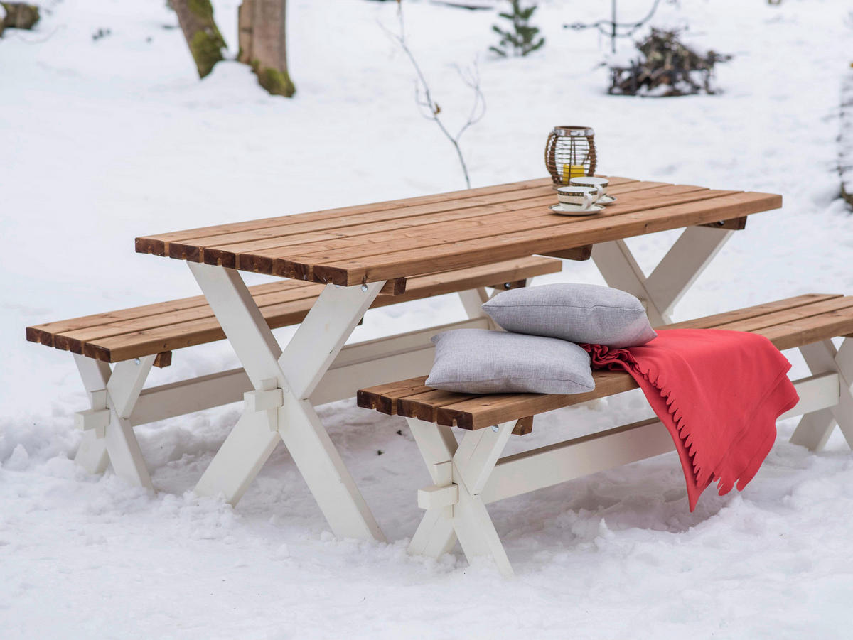AXI Picknicktisch Celine braun Holz B/H/T: ca. 112x70x177 cm Celine - braun/weiß (112,00/70,00/177,00cm) - AXI
