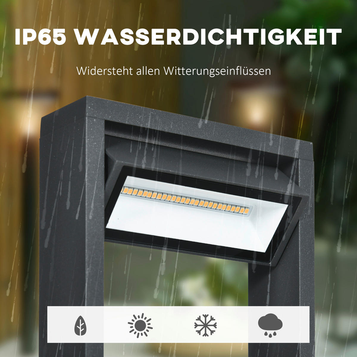 Gartenlampe mit LED dunkelgrau Aluminium Glas Gummi B/H/L: ca. 5x90x16 cm Gartenlampe_mit_LED - dunkelgrau (16,00/5,00/90,00cm) - Outsunny