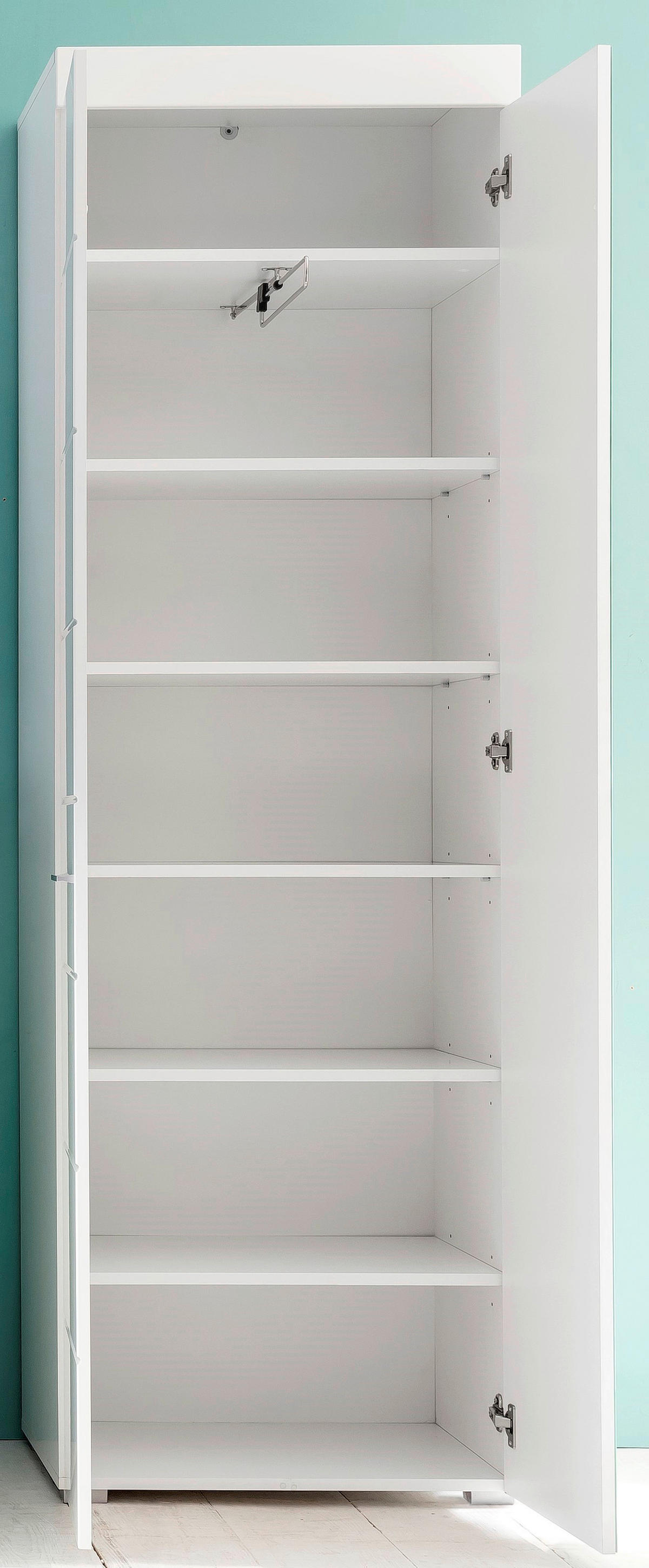 Garderobenschrank Amanda weiß Hochglanz B/H/T: ca. 62x195x38 cm Amanda - weiß (62,00/195,00/38,00cm) - Trendteam
