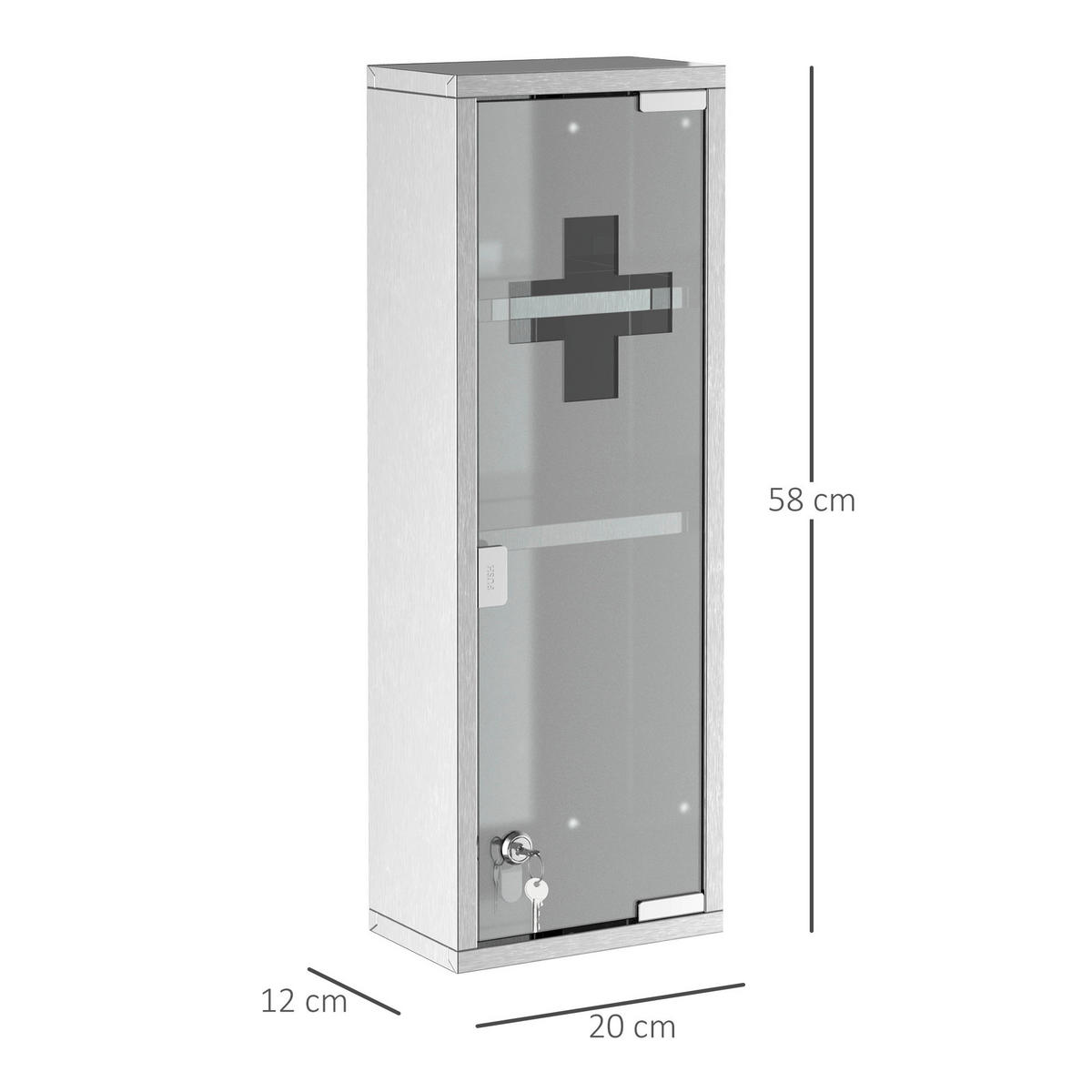 kleankin Medizinschrank silber Polypropylen B/H/L: ca. 12x20x58 cm Medizinschrank - silber (58,00/12,00/20,00cm) - kleankin