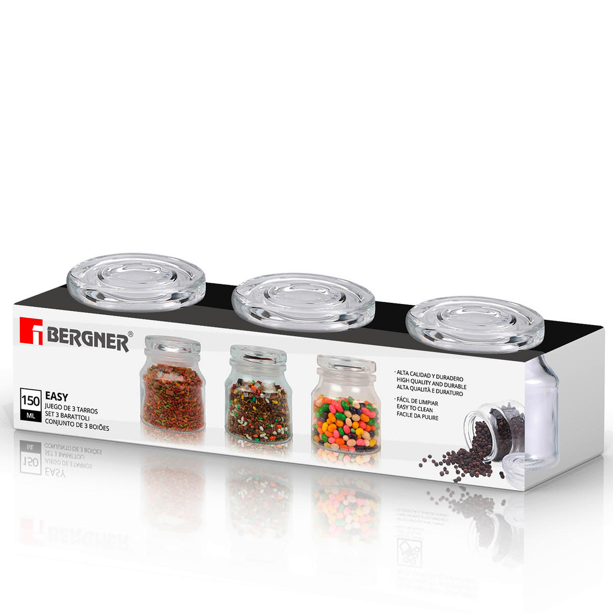 BERGNER Vorratsdosenset Easy transparent H/D: ca. 8,1x6,8 cm Easy - transparent (6,80/8,10cm) - BERGNER