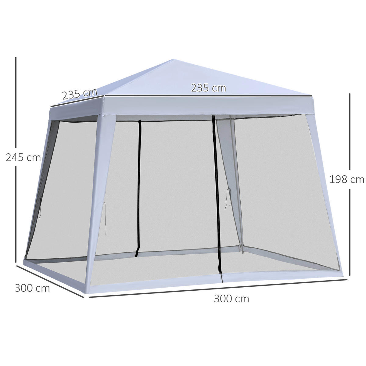 Outsunny Pavillon grau Stahl B/H/L: ca. 300x245x300 cm Pavillon - grau (300,00/300,00/245,00cm) - Outsunny