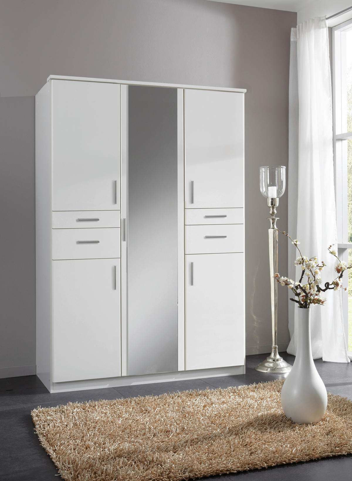 Kleiderschrank Koblenz weiß B/H/T: ca. 135x198x58 cm Koblenz - weiß/grau (135,00/198,00/58,00cm)