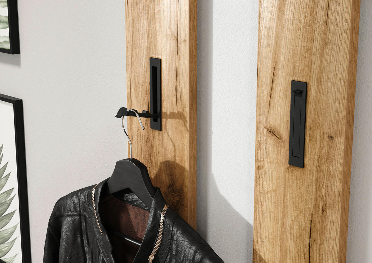 Garderobenpaneel 3728-243 Eiche Navarra Nachbildung B/H/T: ca. 15x170x3 cm 3728-243 - Eiche/schwarz (15,00/170,00/3,00cm) - Germania