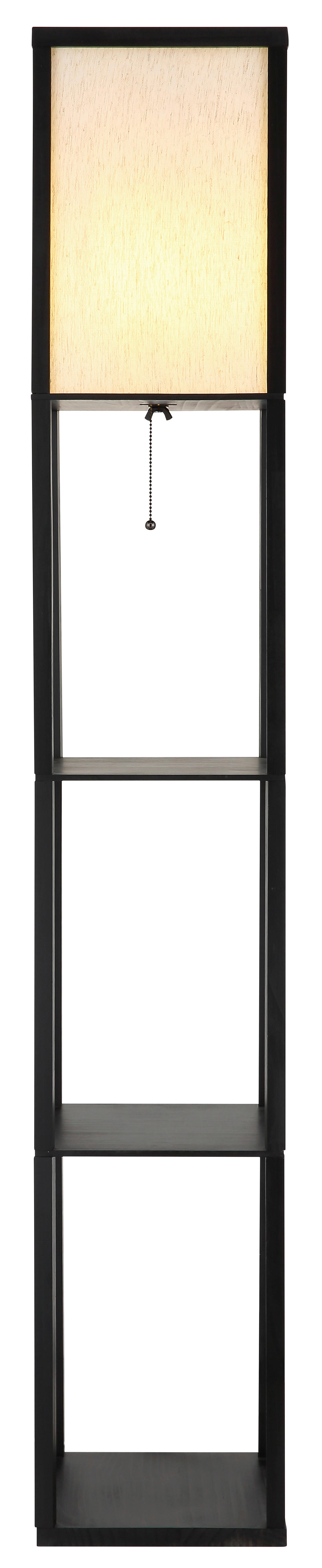 GLOBO Stehleuchte natur schwarz PVC Holz Textil B/H/L: ca. 26x159x26 cm E27 1 Brennstellen TABITHA - natur/schwarz (26,00/26,00/159,00cm) - GLOBO