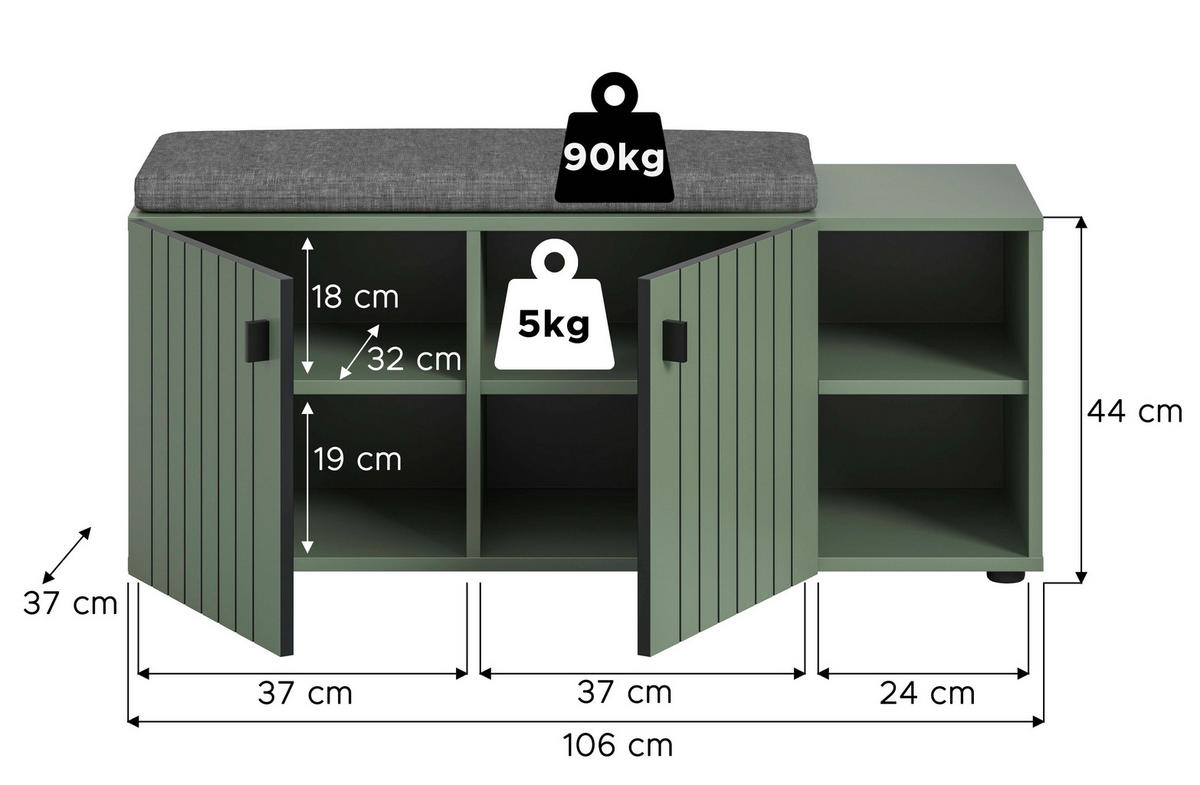 Sitzbank STATION grün B/H/T: ca. 106x43x37 cm STATION - grün (106,00/43,00/37,00cm) - xonox.home