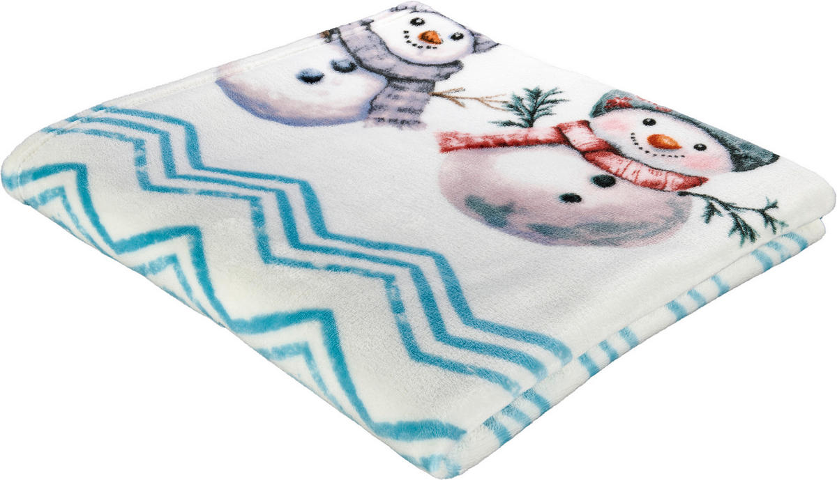 Wohndecke Flanell Wohndecke-Flanell_Schneemann150x200 - blau (150,00/200,00cm)