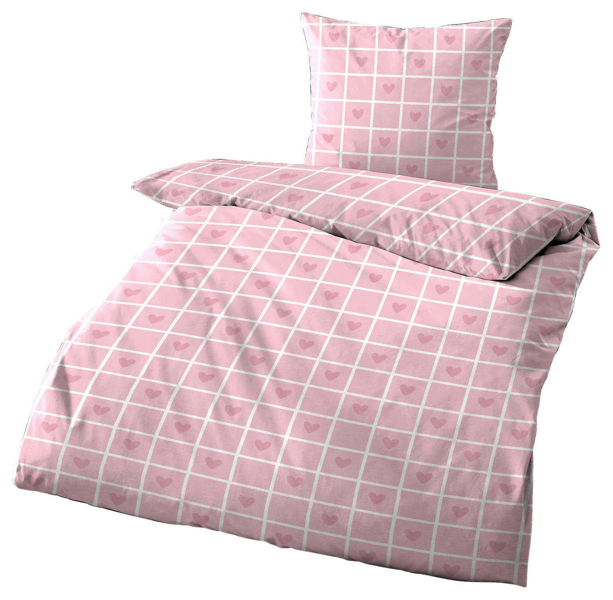 Seersucker Bettwäsche Bettwäsche_Micro-Seersucker Herz - rosa (135,00/200,00cm)