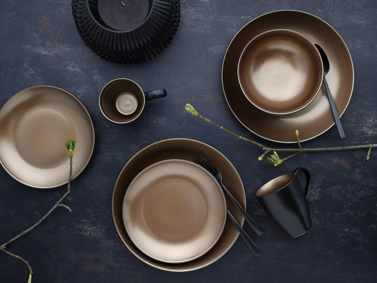 CreaTable Kombiservice Glamour gold Keramik Glamour - gold/schwarz - CreaTable
