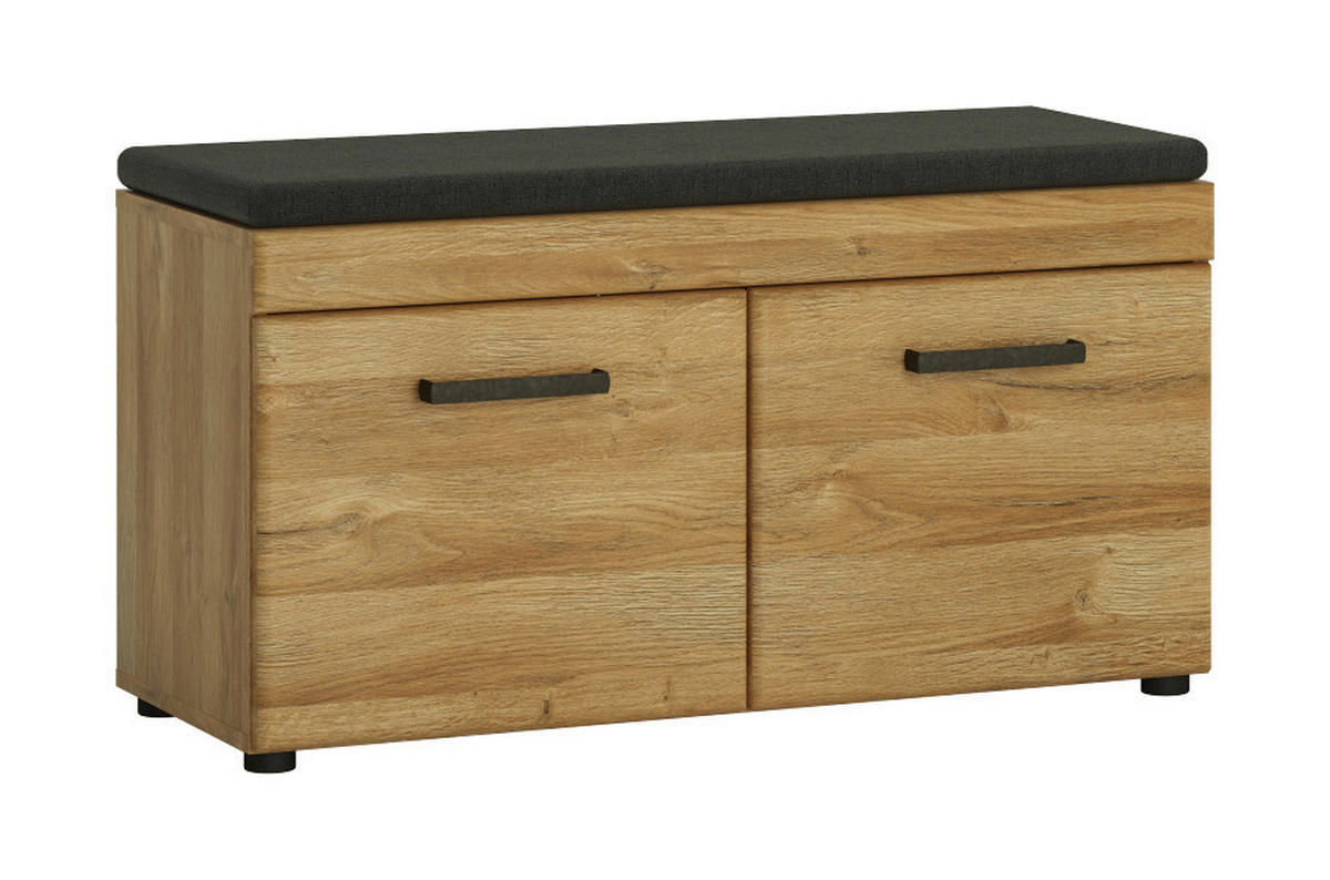 Sitzbank Cortina Eiche Grand-Son Nachbildung B/H/T: ca. 93x47x38 cm Cortina - Eiche/anthrazit (93,00/47,00/38,00cm)