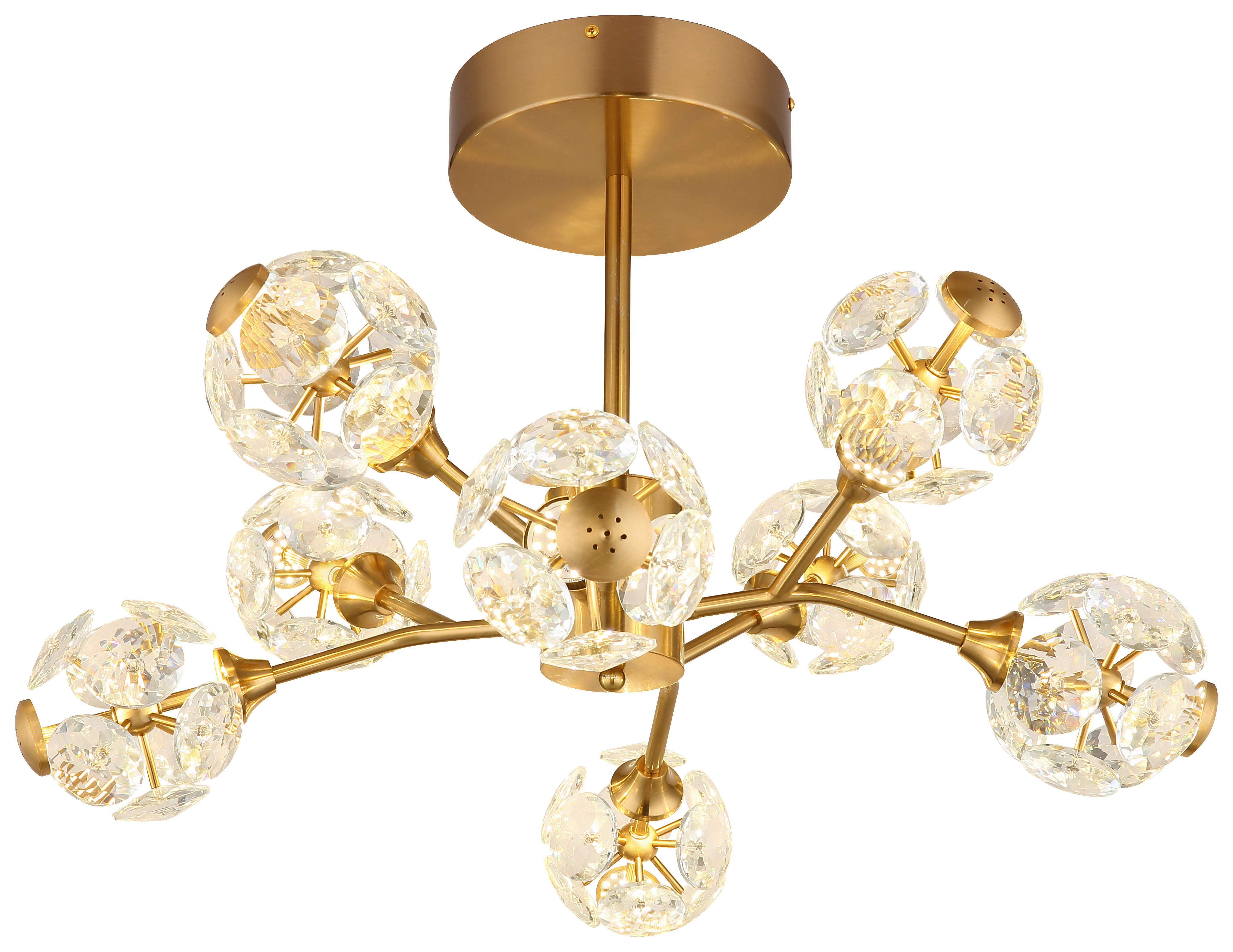 GLOBO Deckenleuchte gold klar Metall H/D: ca. 38x65 cm 1 Brennstellen VIRINA - klar/gold (65,00/38,00cm) - GLOBO