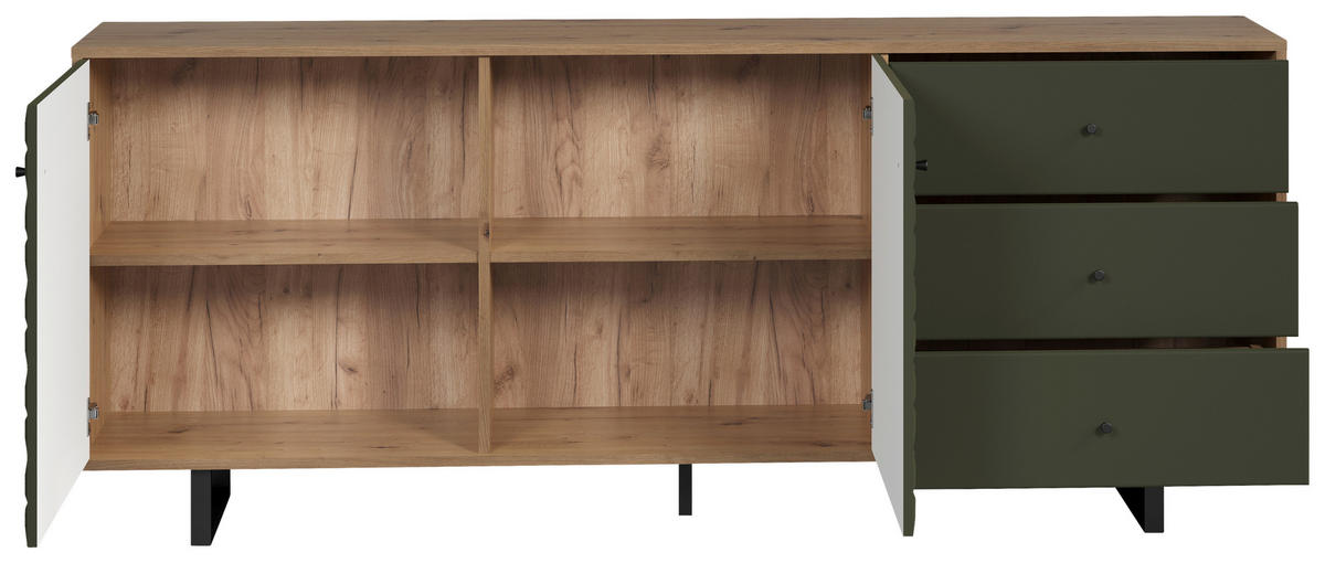 Sideboard Sentra Eiche Artisan Nachbildung grün dunkel B/H/T: ca. 183x75x40 cm Sentra - Eiche/grün (183,00/75,00/40,00cm) - Trendteam