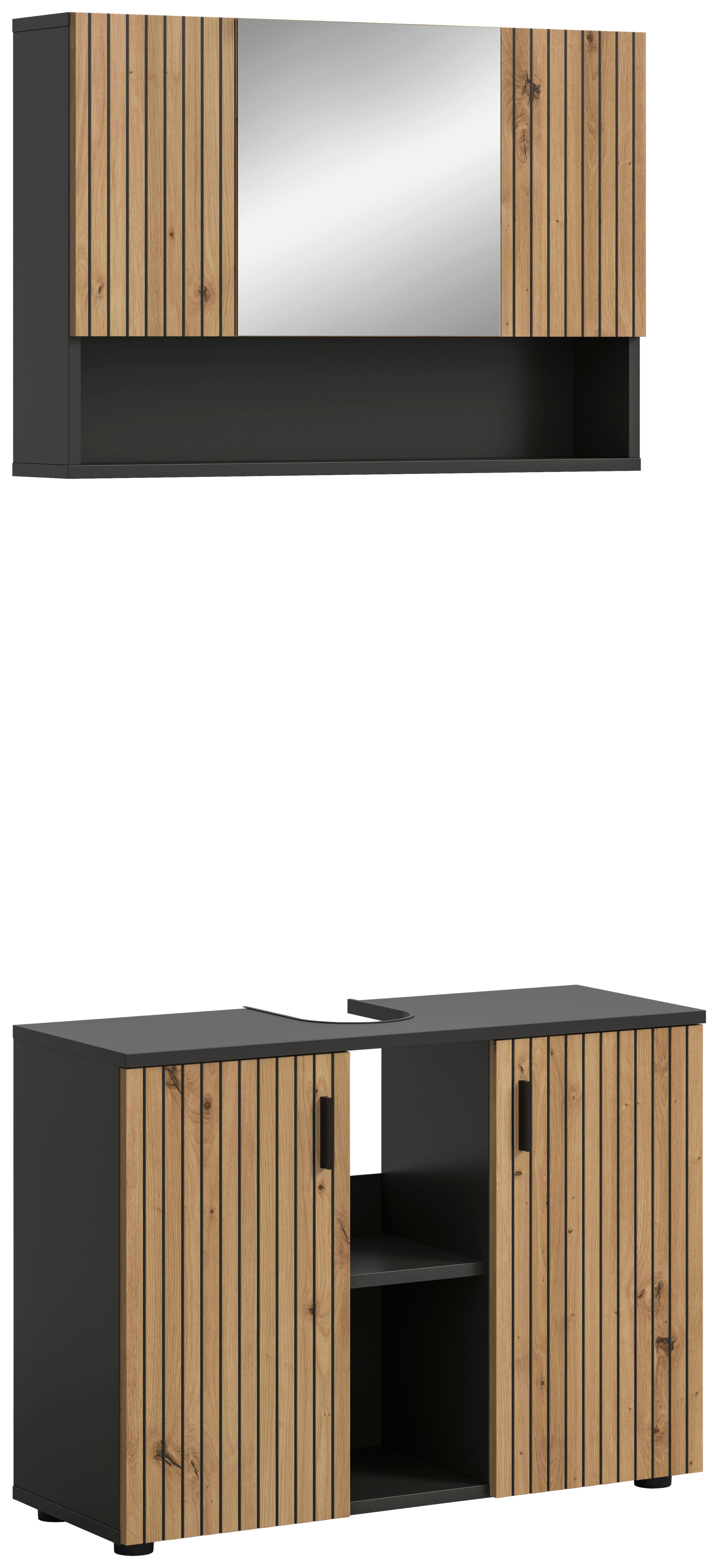 Badezimmer-Set Mone Basalt Nachbildung Artisan Oak Nachbildung B/H/T: ca. 80x180x30 cm Mone - Basalt (80,00/180,00/30,00cm) - xonox.home