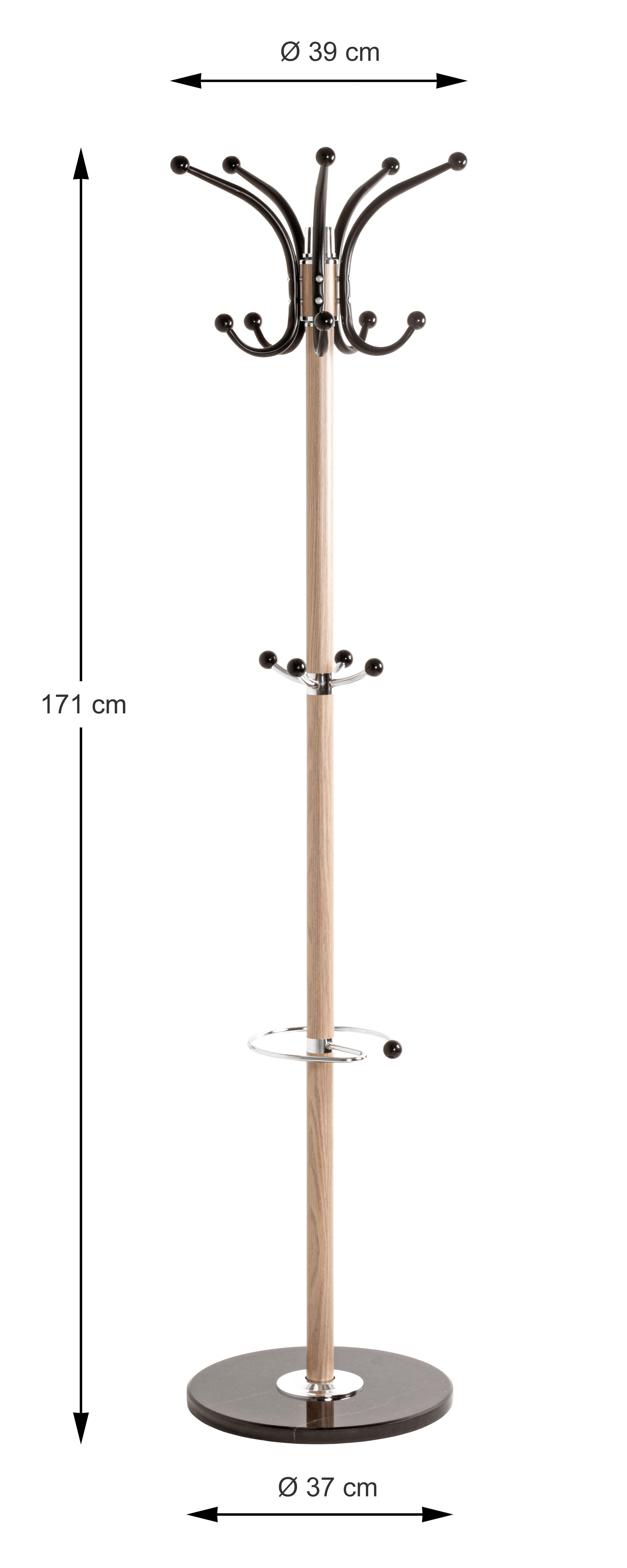 Garderobenständer  Eiche Nachbildung schwarz H/D: ca. 171x37 cm Mucki_Garderobenständer 88492 - Eiche/schwarz (37,00/171,00cm)