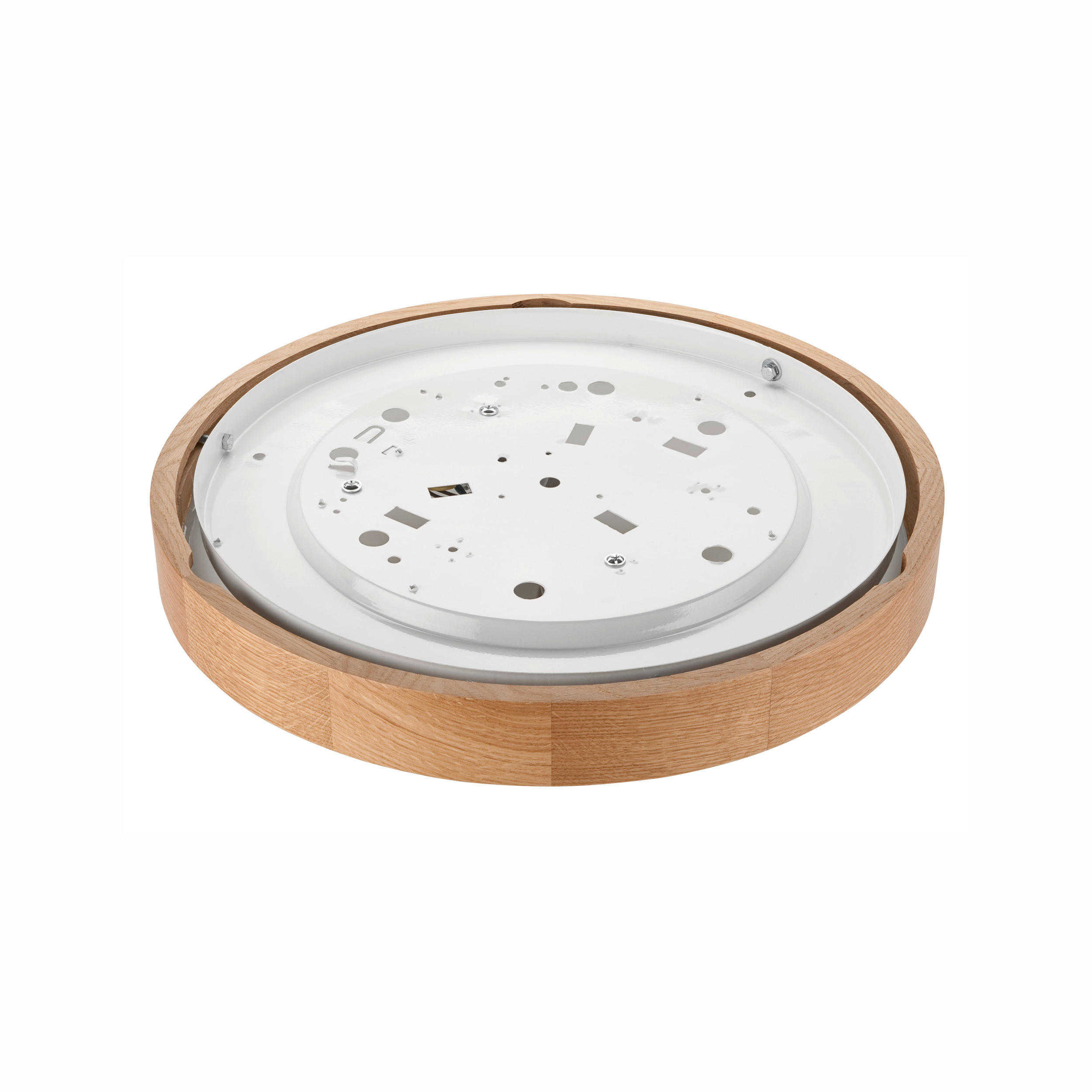 Lamkur Deckenleuchte ANELLO 40806 Eiche Glas Holz H/L: ca. 8x37 cm E27 2 Brennstellen Anello - Eiche (37,00cm) - Lamkur
