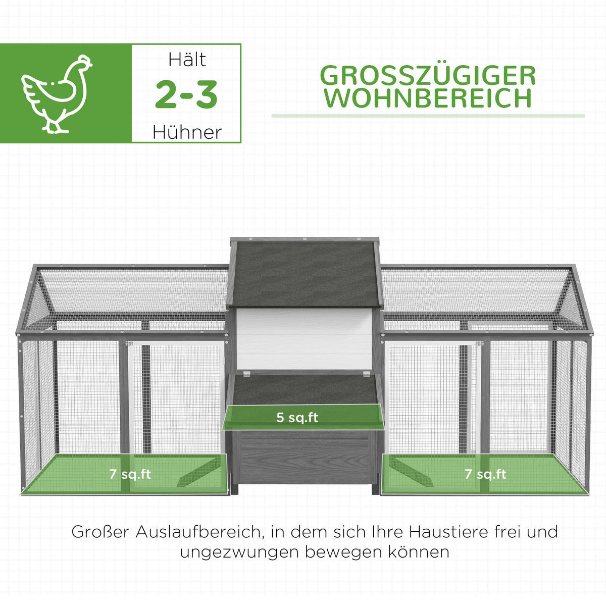 PawHut Stall grau Edelstahl B/H/L: ca. 125x247x113,5 cm Hühnerstall - grau (113,50/125,00/247,00cm) - PawHut