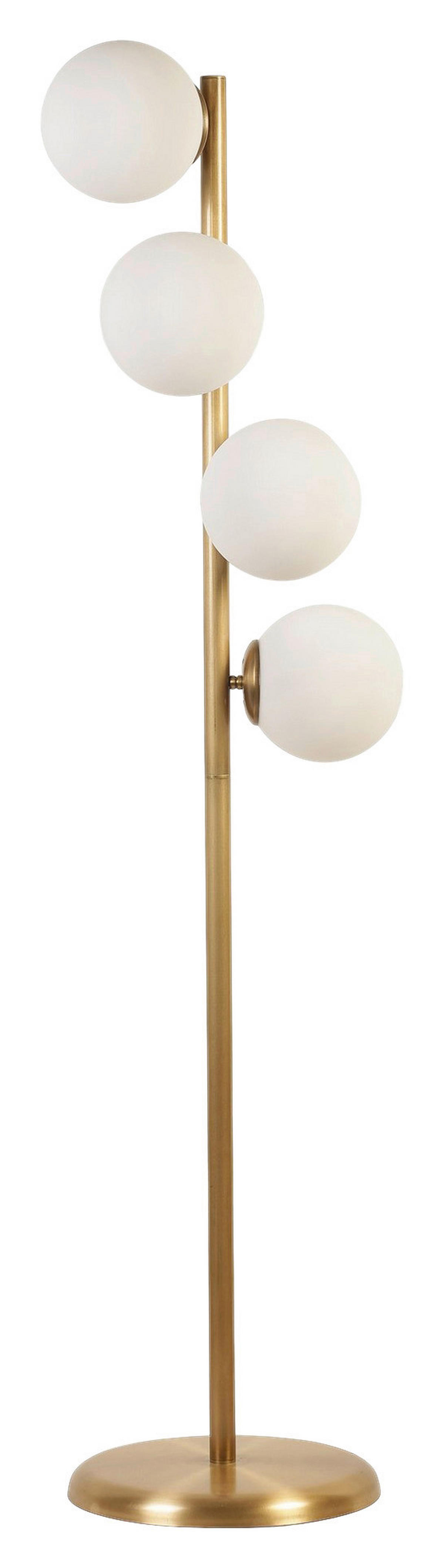 Opviq Stehleuchte weiß Glas Metall B/H/L: ca. 30x137x30 cm E27 4 Brennstellen Stehleuchte_8729-2 - weiß (30,00/30,00/137,00cm) - Opviq