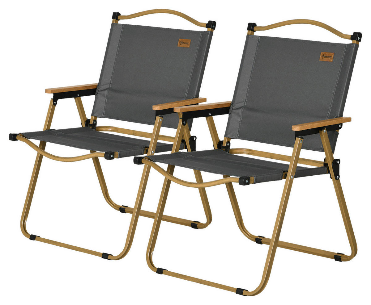 Outsunny Campinstuhl 2er Set dunkelgrau Stoff B/H/L: ca. 59x78x54 cm Campingstuhl 2er Set - dunkelgrau (54,00/59,00/78,00cm) - Outsunny