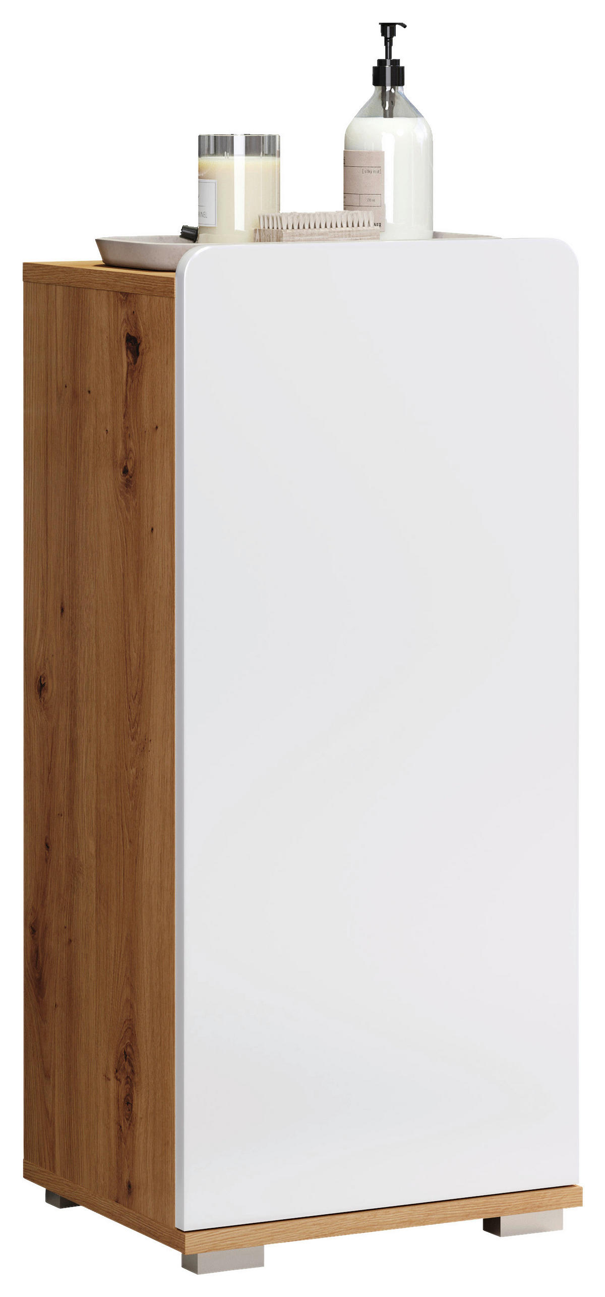 Stauraumelement Ciara weiß Hochglanz Eiche Artisan Nachbildung B/H/T: ca. 37x82x31 cm Ciara - Eiche/weiß (37,00/82,00/31,00cm) - Trendteam