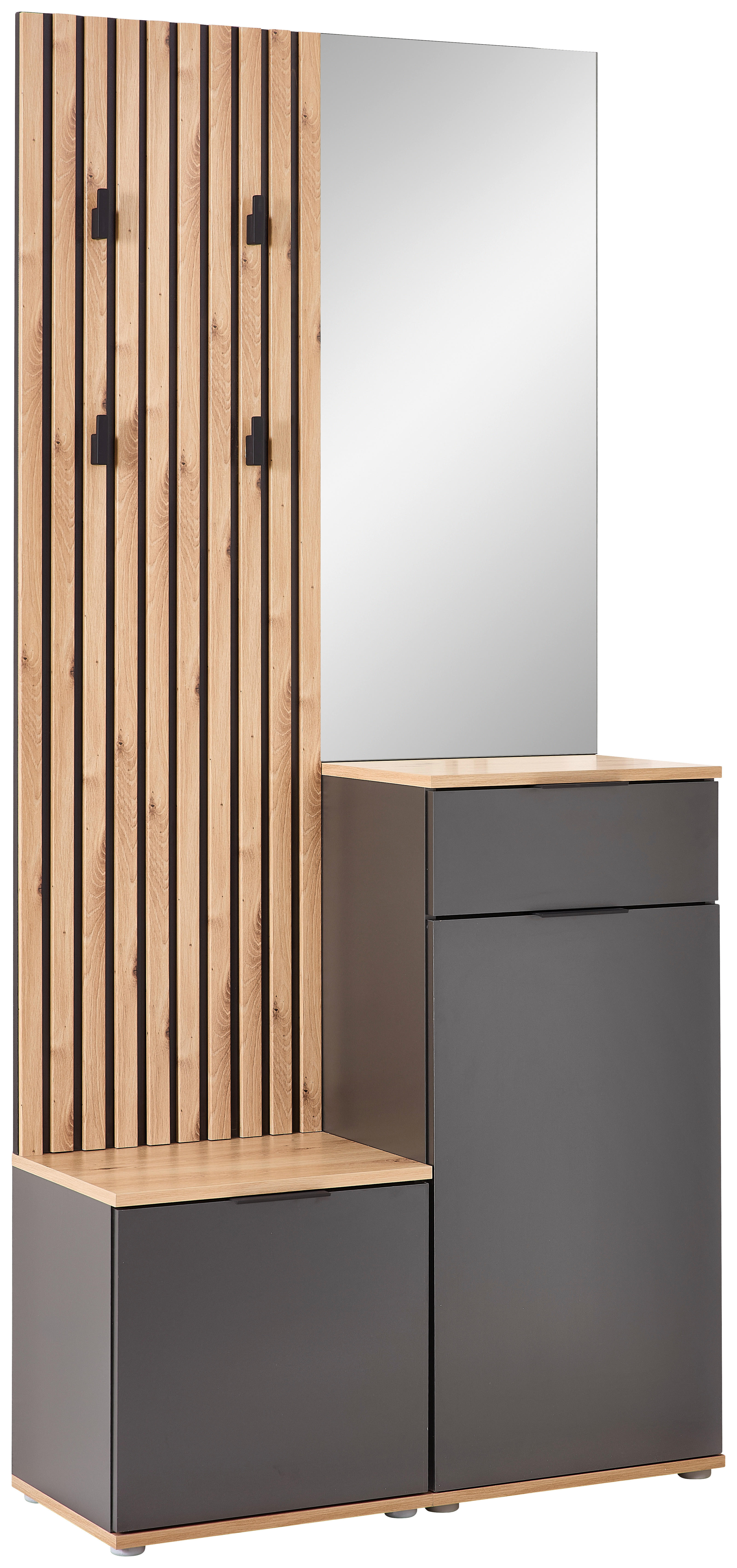 Garderobe Simple anthrazit Eiche Artisan Nachbildung B/H/T: ca. 88x195x35 cm Simple - Eiche/anthrazit (88,00/195,00/35,00cm)