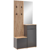 Garderobe Simple anthrazit Eiche Artisan Nachbildung B/H/T: ca. 88x195x35 cm Simple - Eiche/anthrazit (88,00/195,00/35,00cm)