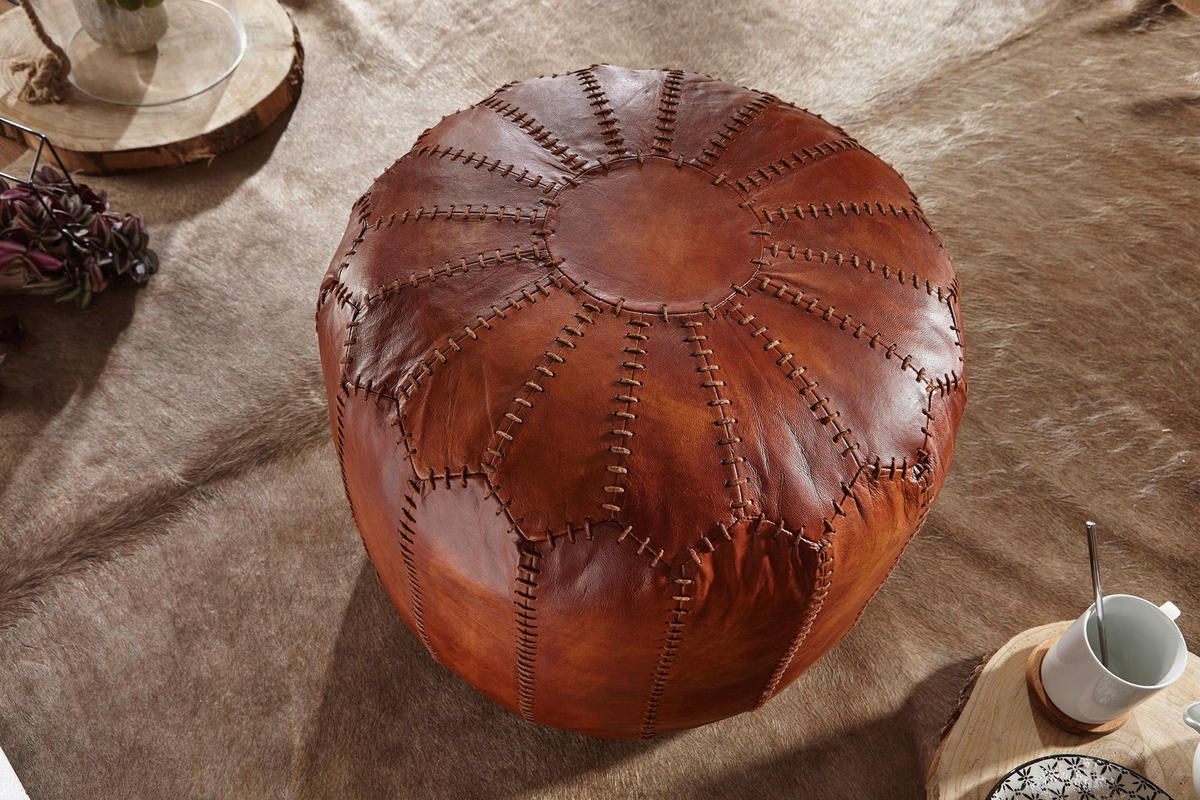 Wohnling Sitzhocker braun Leder B/H/T: ca. 52x42x52 cm Sitzhocker - braun (52,00/42,00/52,00cm) - Wohnling