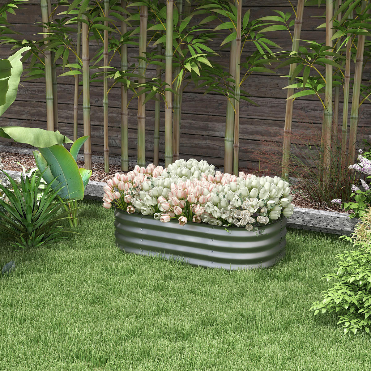 Outsunny Hochbeet silber Metall B/H/L: ca. 62x30x105 cm Hochbeet - silber (105,00/62,00/30,00cm) - Outsunny