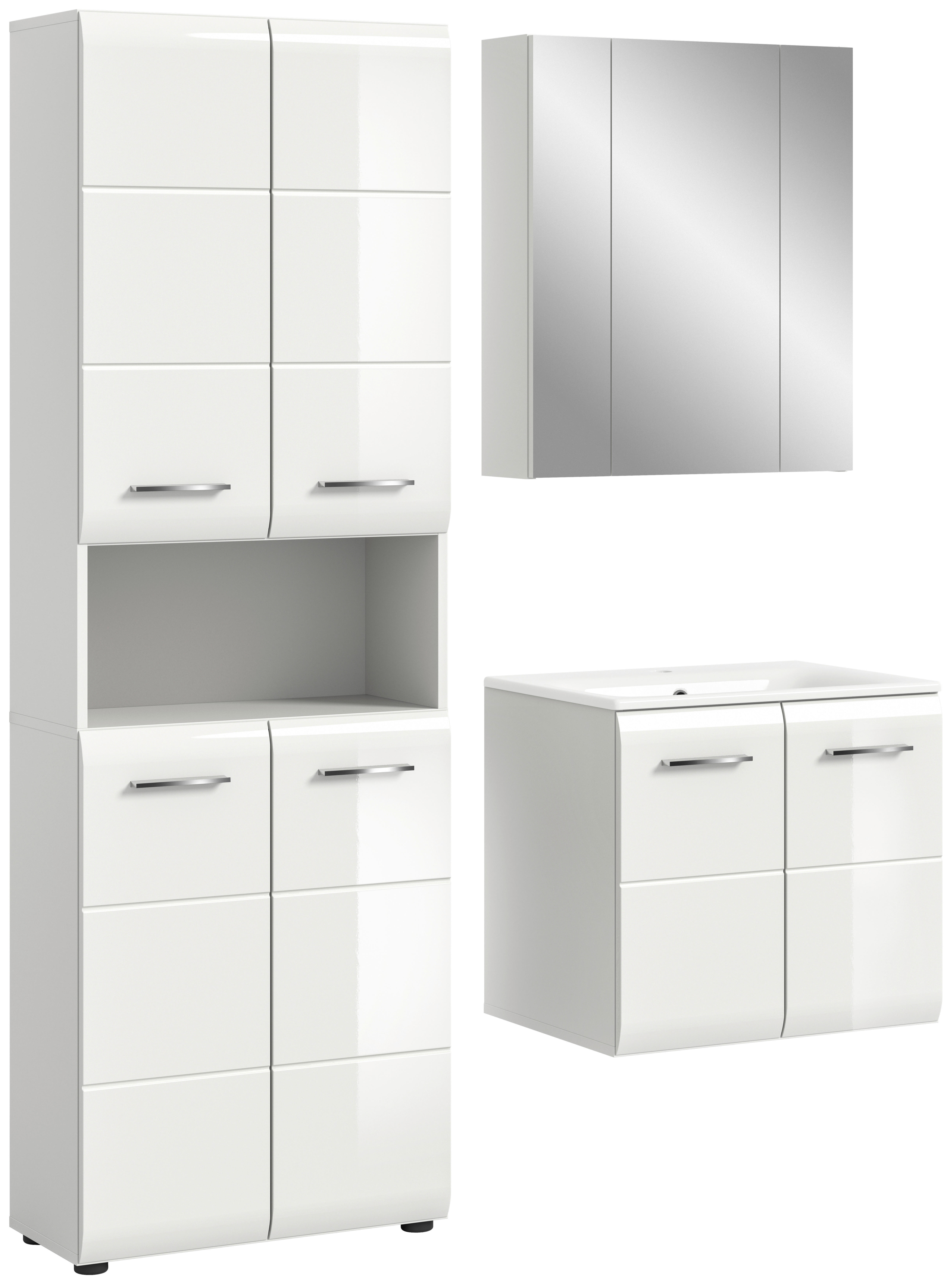 Badezimmer-Set Ice weiß weiß Hochglanz B/H/T: ca. 135x185x46 cm Ice - weiß (135,00/185,00/46,00cm) - xonox.home