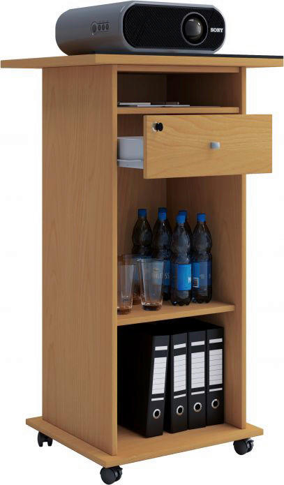 VCM Beamer-Stand Rollwagen Schublade buche Beamer-Stand Neta - buche (60,00/108,00/50,00cm) - VCM