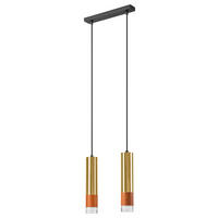 Lamkur Pendelleuchte gold Glas Stahl B/H/L: ca. 8x105x30 cm GU10 2 Brennstellen AURELIA - gold (30,00/8,00/105,00cm) - Lamkur