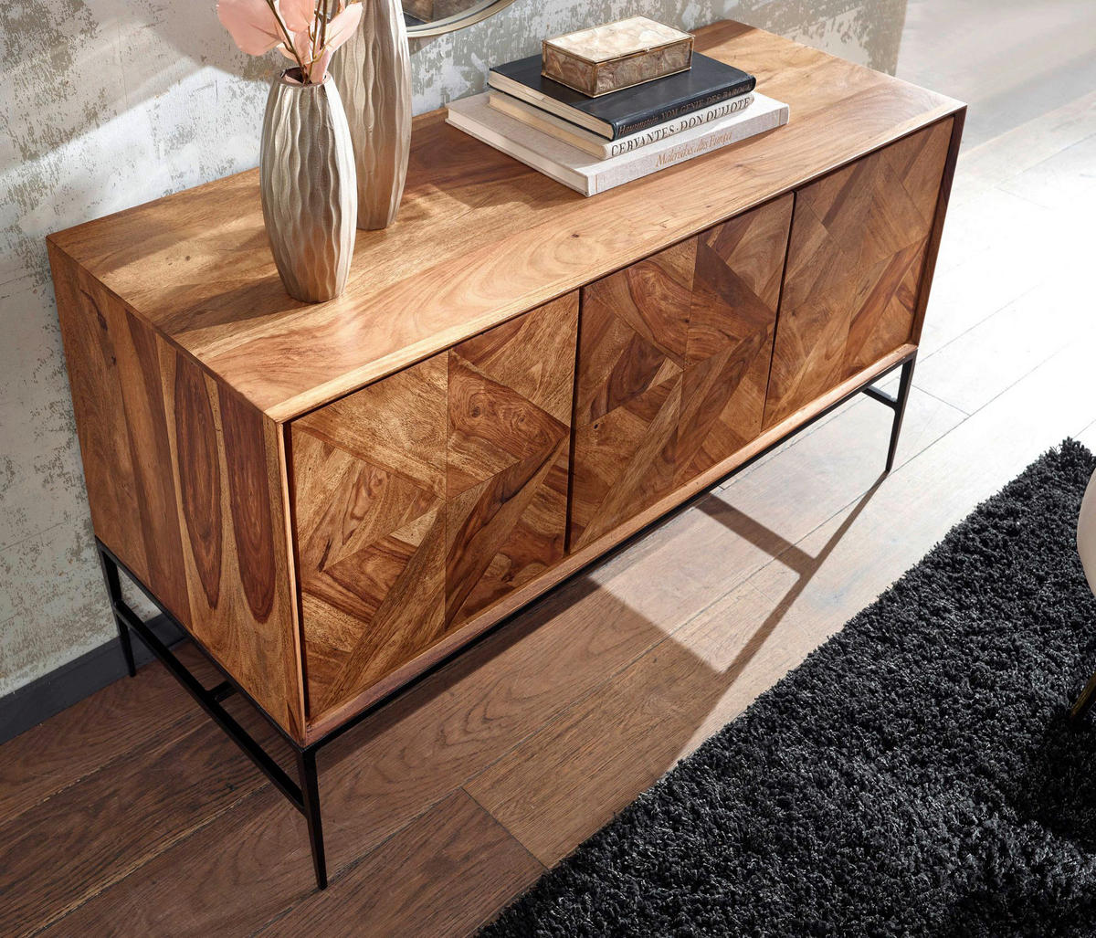 Sideboard rosenholz Nachbildung B/H/T: ca. 123x70x45 cm Sideboard - rosenholz (123,00/70,00/45,00cm) - Wohnling