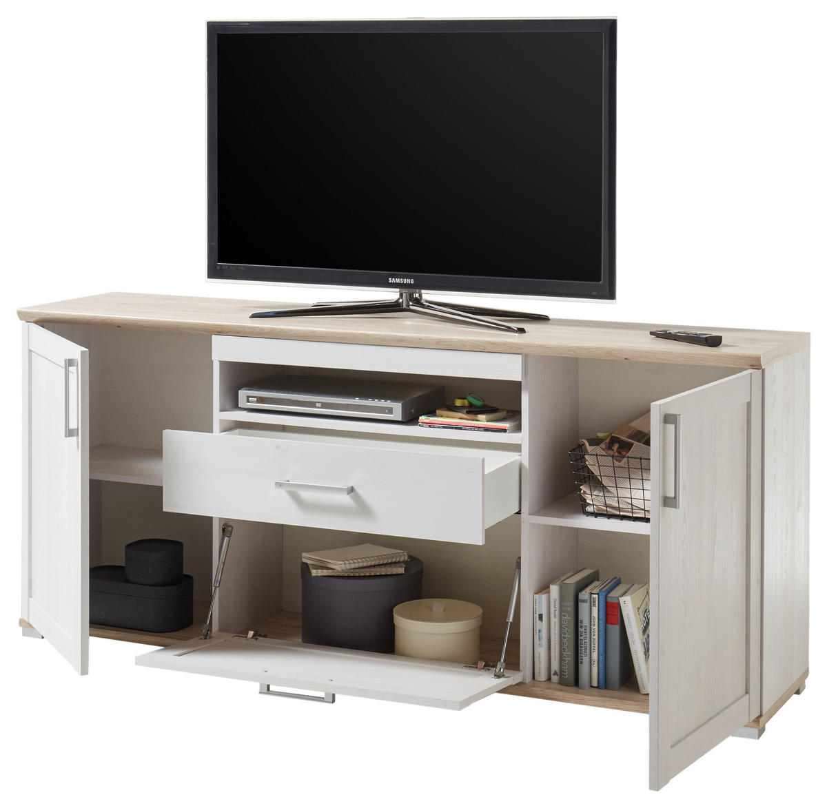 TV-Highboard Romance Sibiu Lärche Nachbildung San-Remo Nachbildung B/H/T: ca. 190x82x44 cm Romance - (190,00/82,00/44,00cm)
