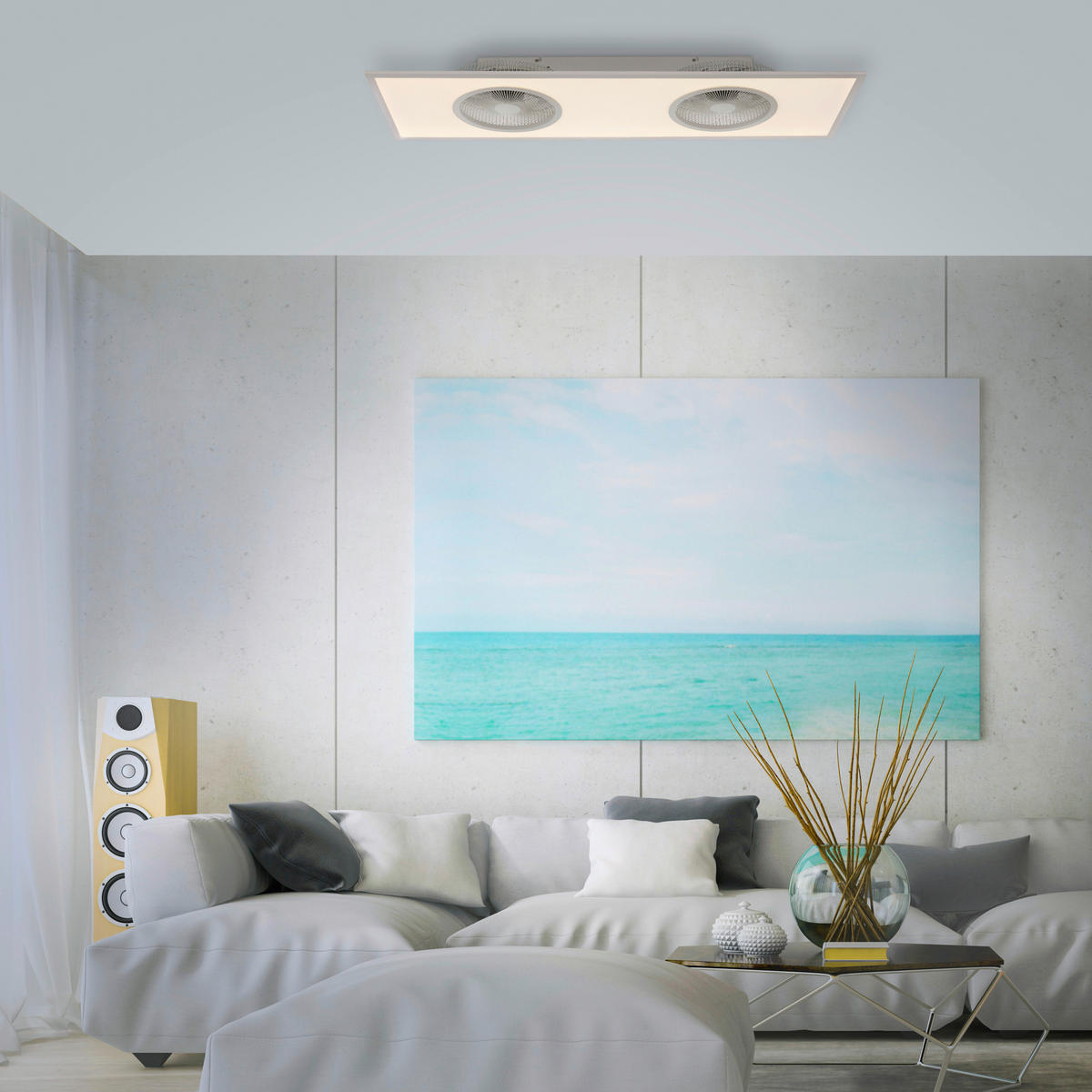 Just Light LED-Deckenleuchte FLAT-AIR 14643-16 weiß Kunststoff B/H/T: ca. 40x12,5x120 cm 1 Brennstellen FLAT-AIR - weiß (40,00/12,50/120,00cm) - Just Light