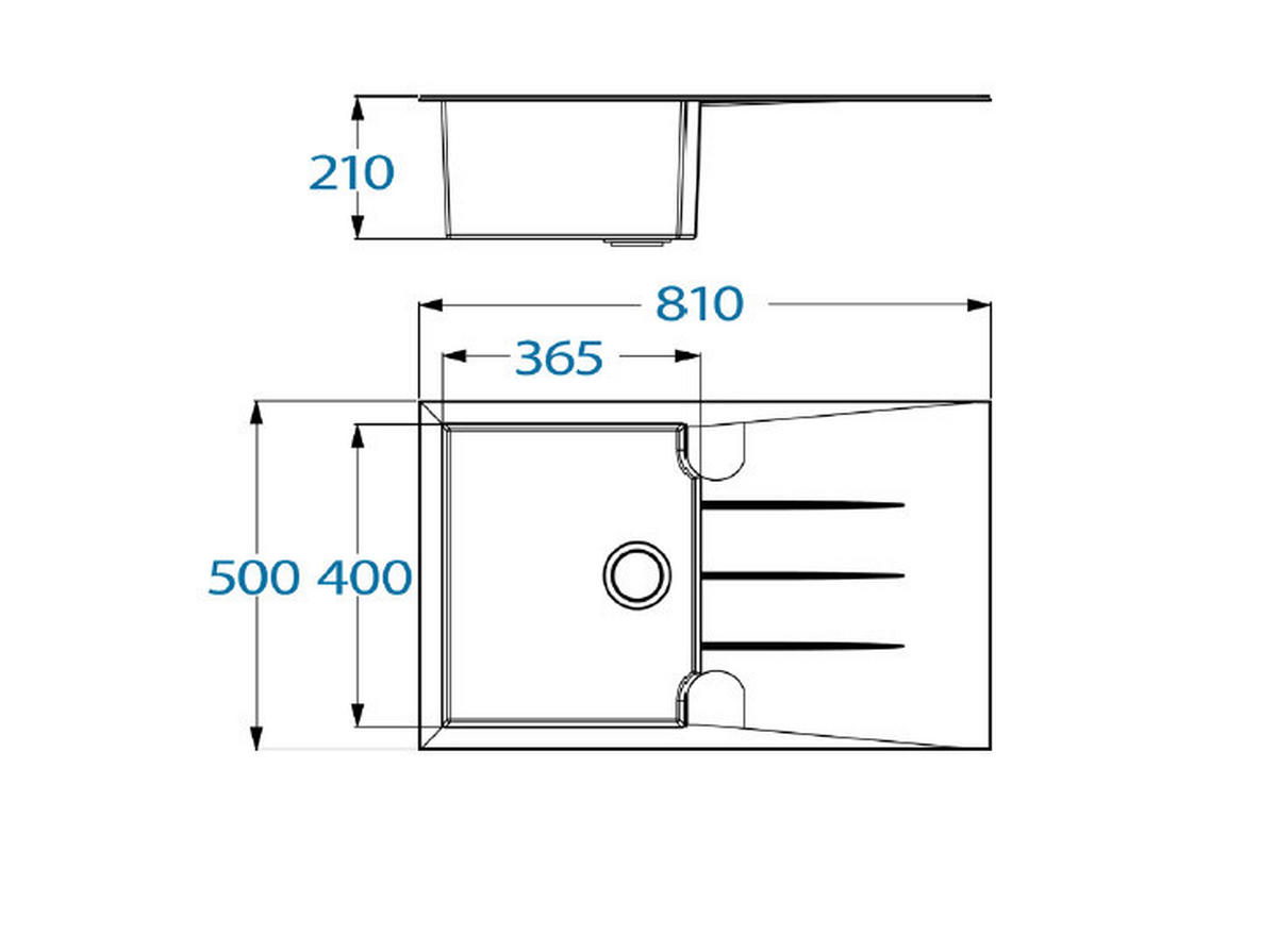 Respekta Einbauspüle Alineo 81x50 S schwarz Quarzolite B/H/T: ca. 81x21x50 cm Alineo 81x50 S - schwarz (81,00/21,00/50,00cm) - Respekta