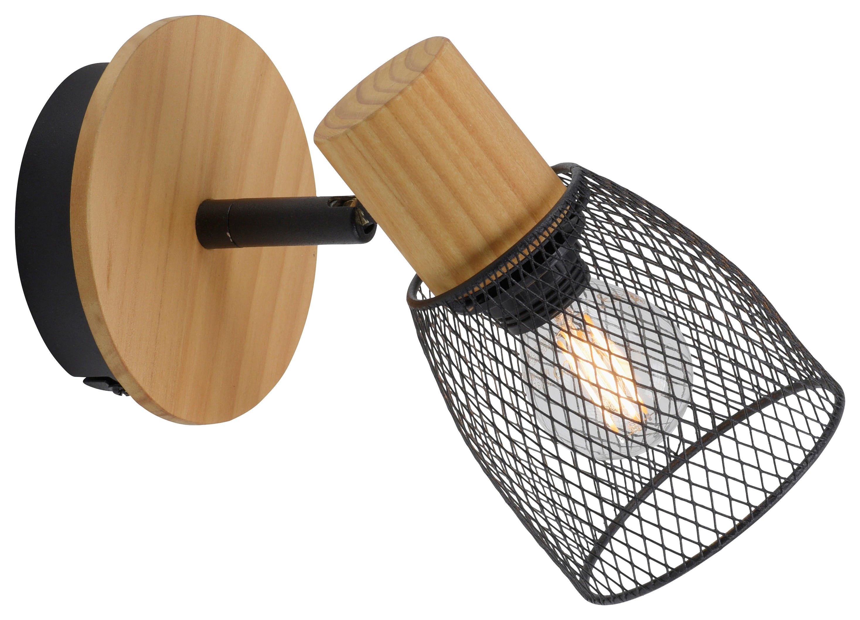 Just Light Spot TAMIS 15191-79 schwarz natur Holz Metall B/H/T: ca. 17x21x17 cm E14 1 Brennstellen TAMIS - natur/schwarz (17,00/21,00/17,00cm) - Just Light