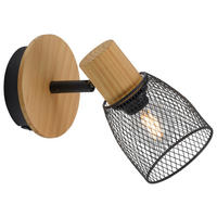 Just Light Spot TAMIS 15191-79 schwarz natur Holz Metall B/H/T: ca. 17x21x17 cm E14 1 Brennstellen TAMIS - natur/schwarz (17,00/21,00/17,00cm) - Just Light