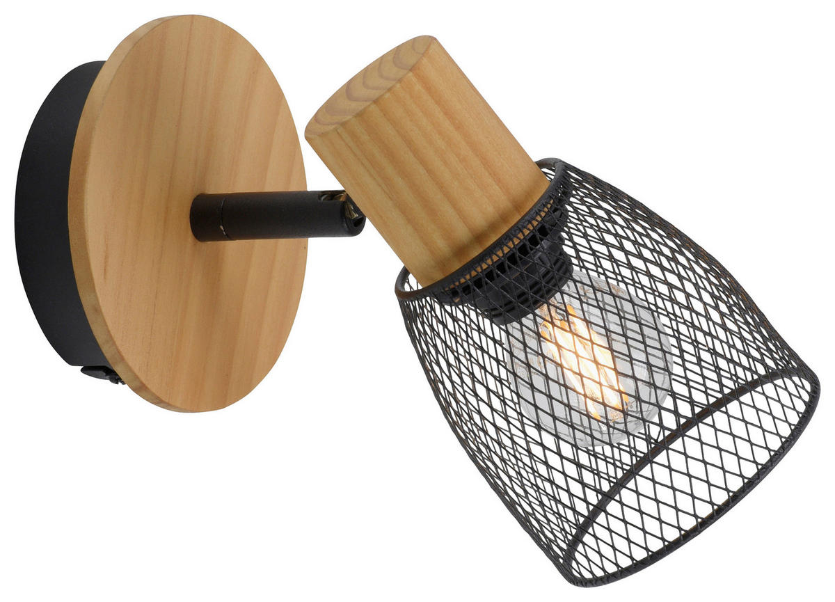 Just Light Spot TAMIS 15191-79 schwarz natur Holz Metall B/H/T: ca. 17x21x17 cm E14 1 Brennstellen TAMIS - natur/schwarz (17,00/21,00/17,00cm) - Just Light