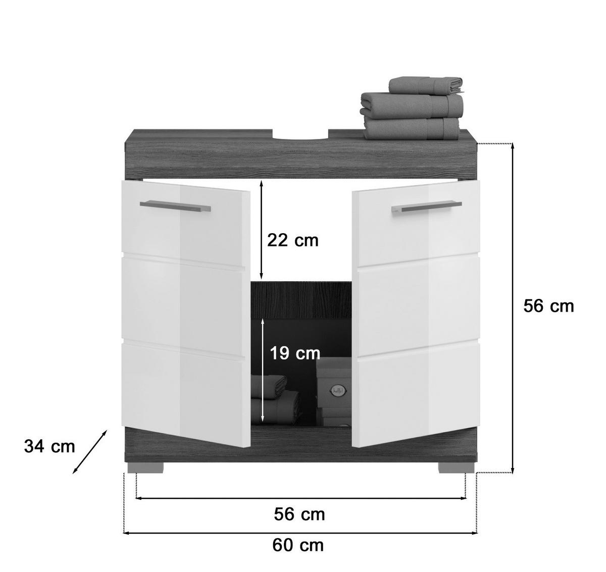 Waschbeckenunterschrank Scout B/H/T: ca. 60x56x34 cm Scout - Eiche/weiß (60,00/56,00/34,00cm) - xonox.home