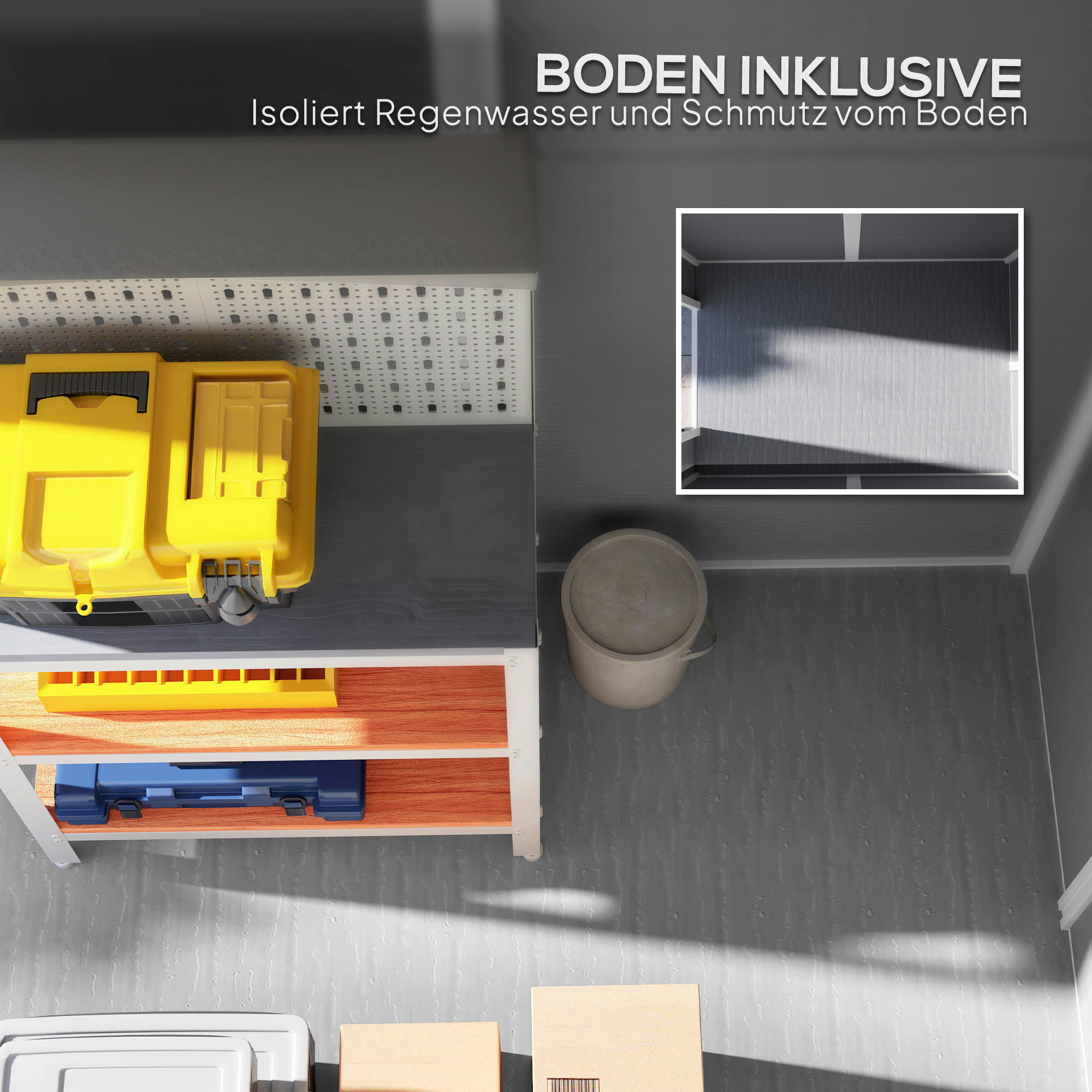 Thumbnail - Outsunny Gartenhaus grau B/H/L: ca. 131x198x186 cm